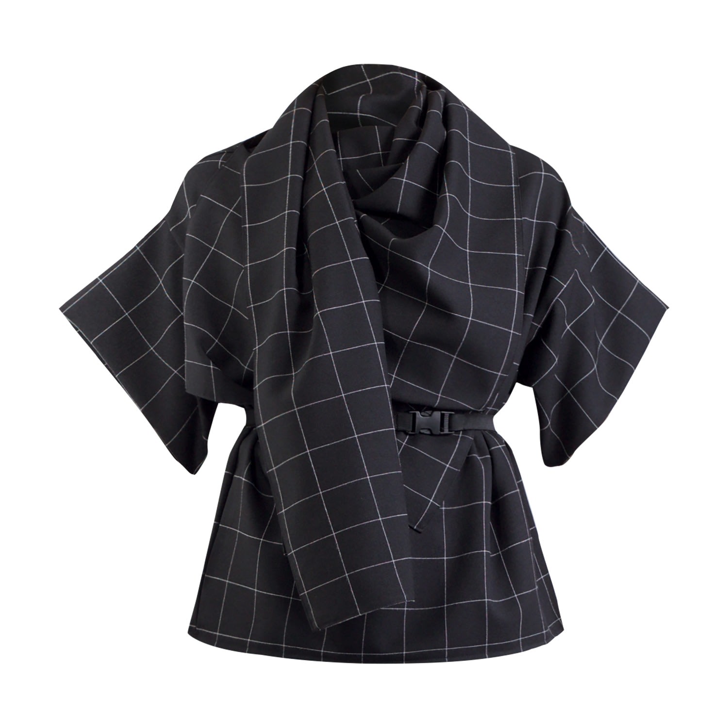 Meem Label Women's Dexter Black Grid Top In Black