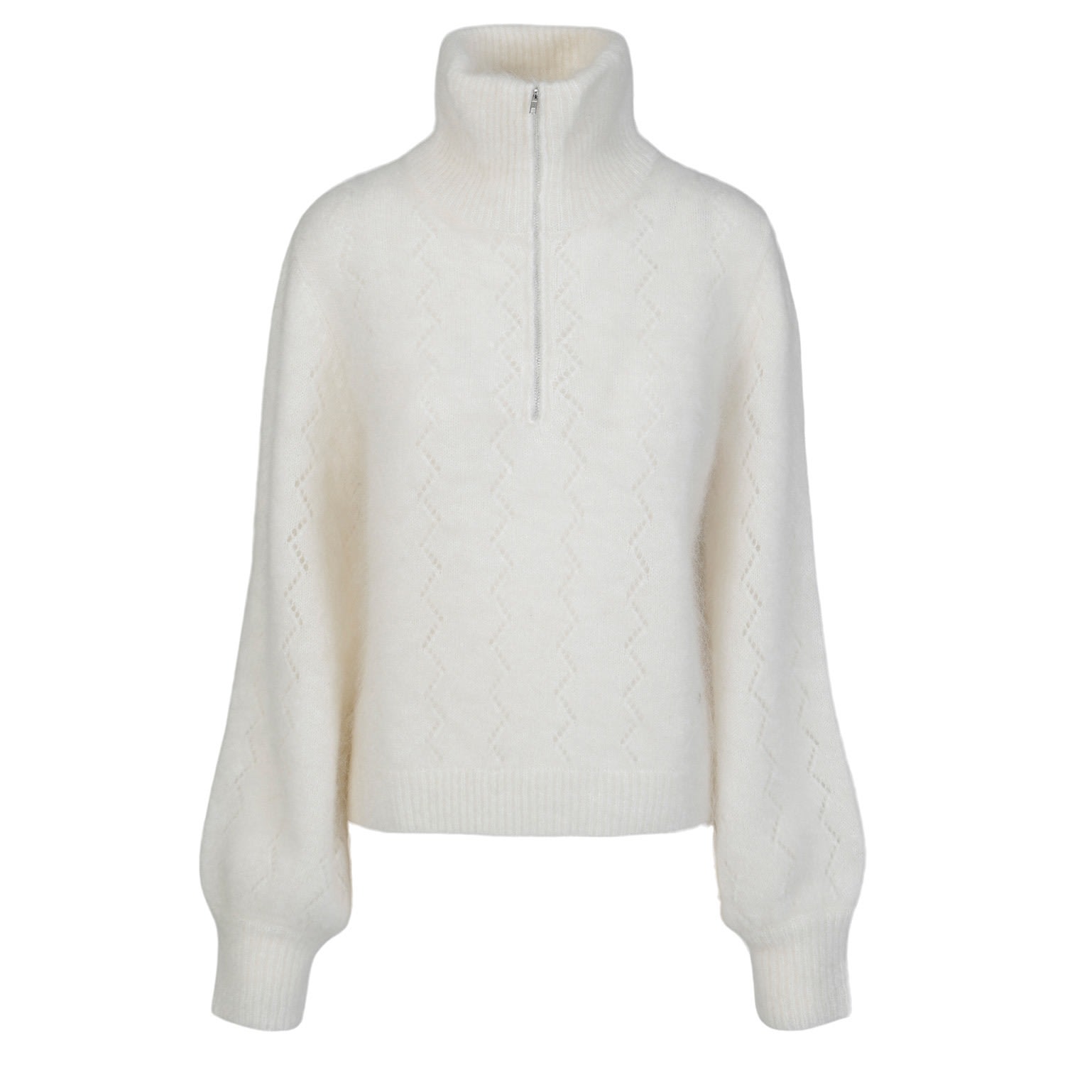 Women’s "Mille" Fluffy Mohair Pullover - White Extra Large Tirillm