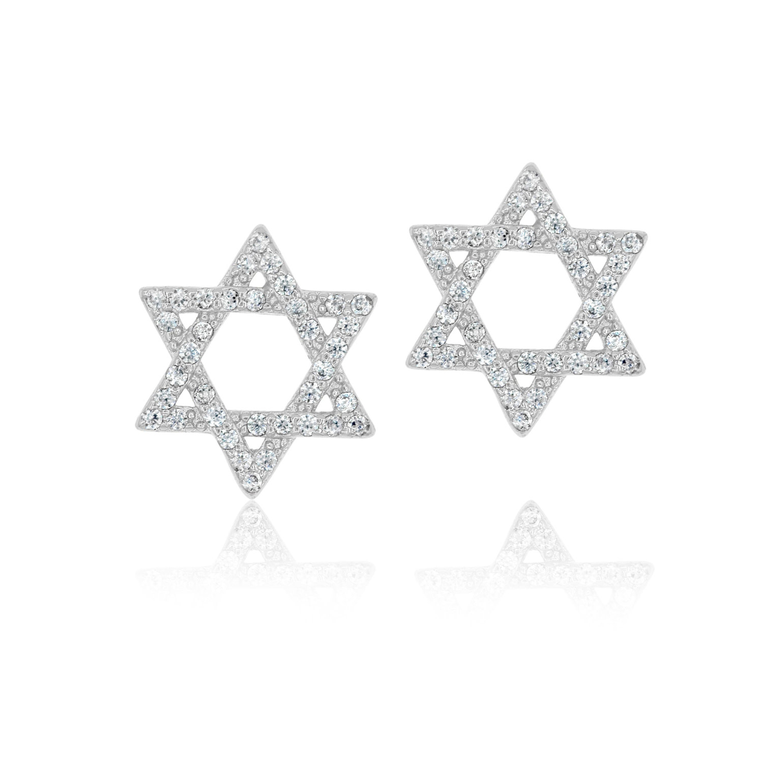 Shymi Women's Pave Star Of David Studs - Silver In Metallic