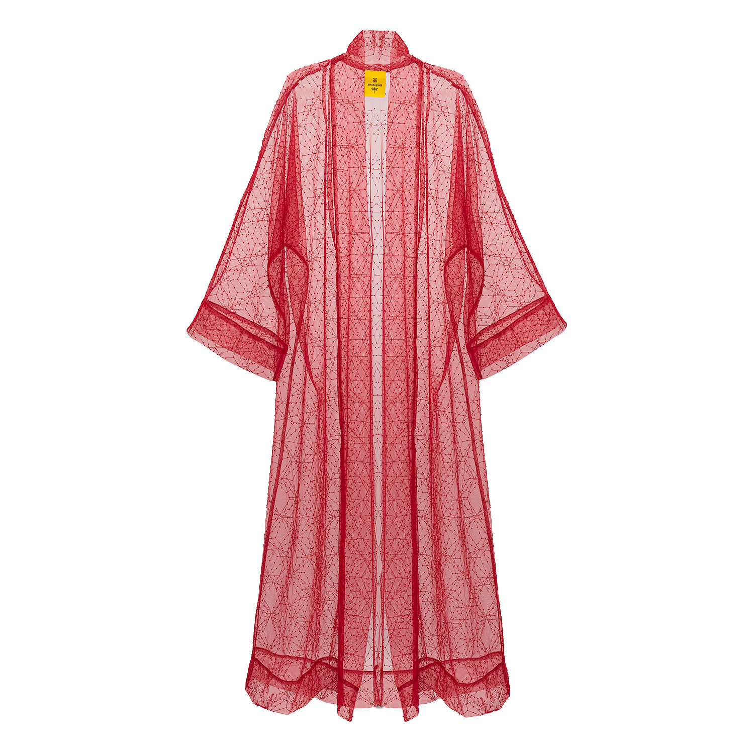 Janara Jones Women's Red Beaded Organza Long Abaya Kaftan In Red