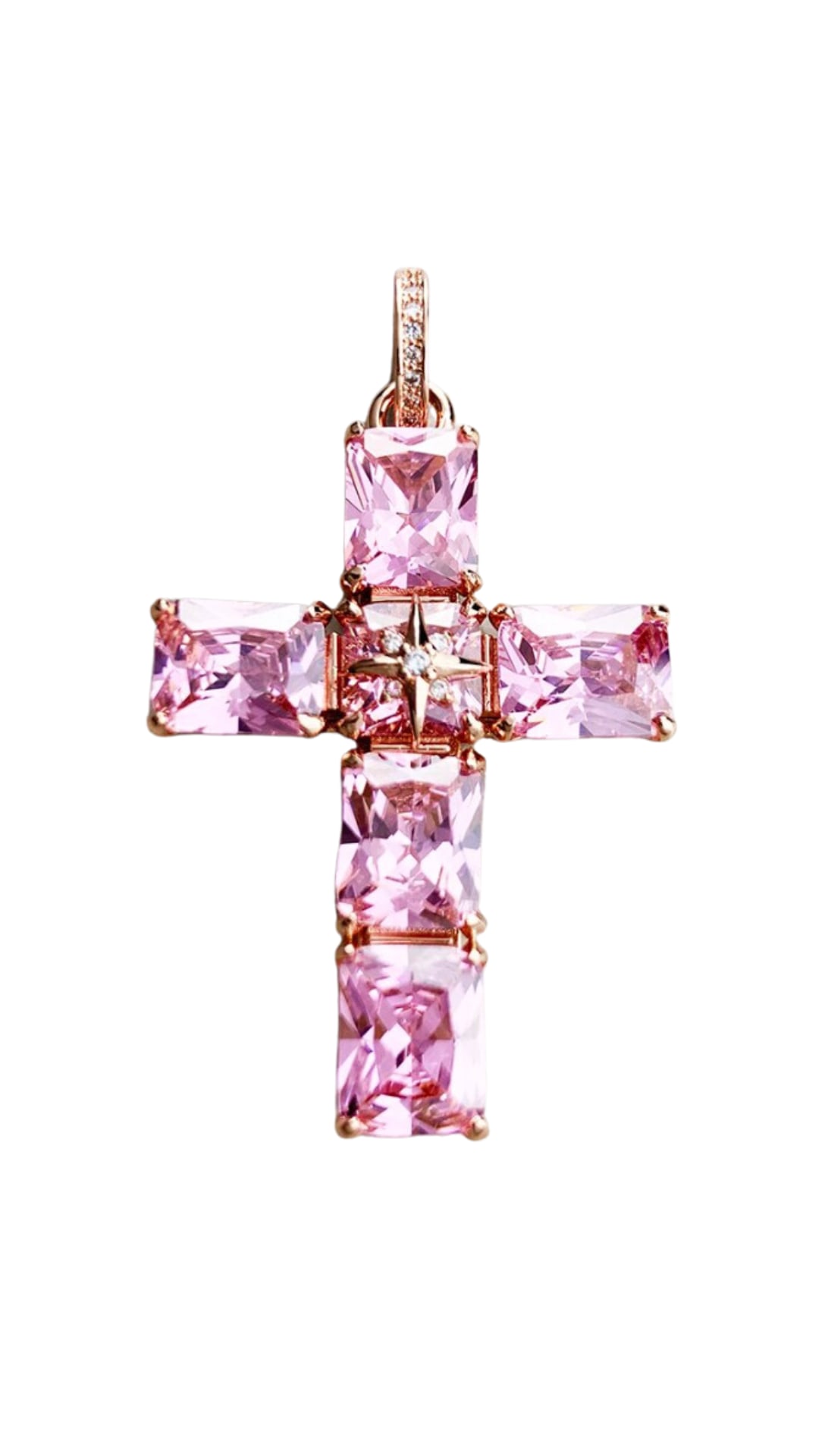 Recreation Jewels Women's Rose Gold / Pink Petch's Pink Cross Necklace In Pink
