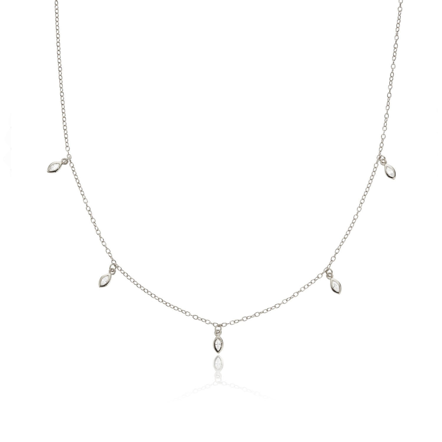 Lily & Roo Women's Silver Diamond Style Marquise Drop Necklace In Silver