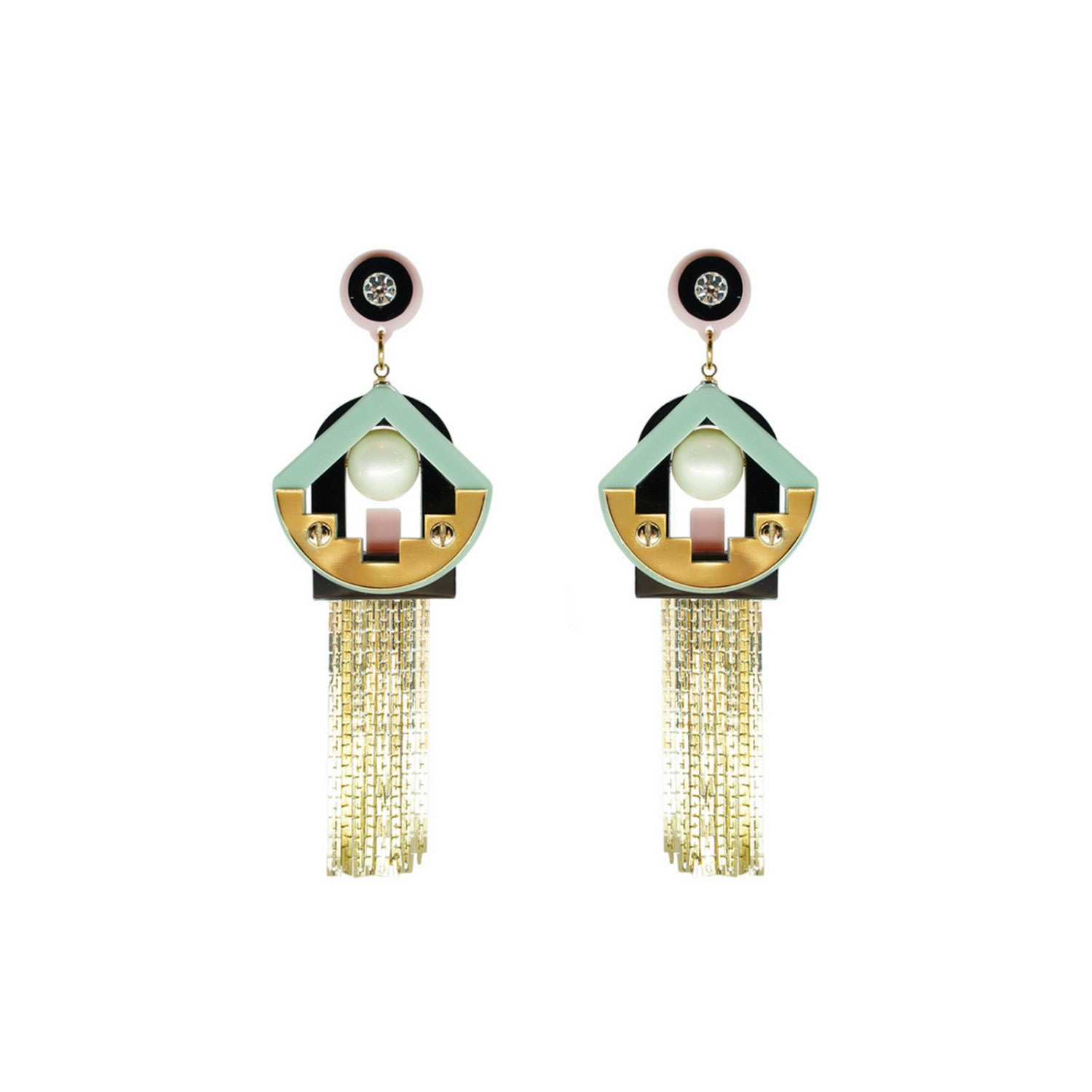 Gissa Bicalho Women's Handmade Acrylic Earring Maya - Black