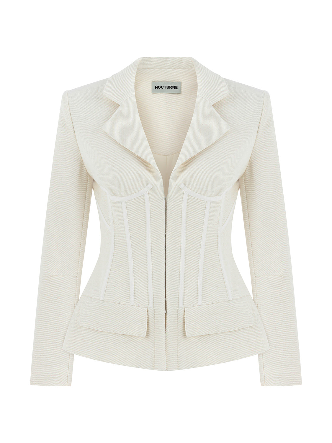 Nocturne Women's White Double-breasted Underwire Detailed Jacket
