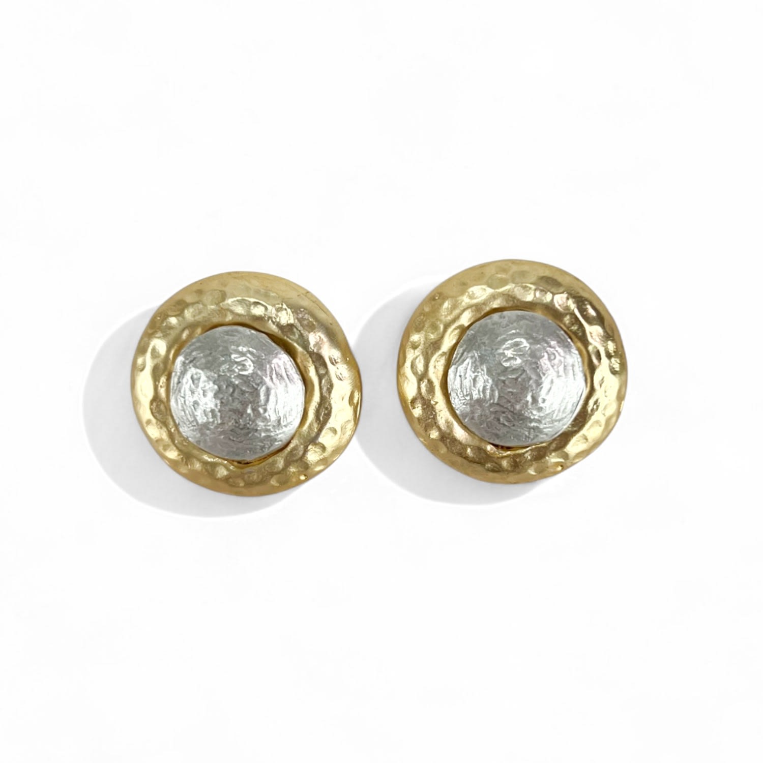 By Virgo Women's Gold / Silver Vesta Gold-plated Hammered Stud Earrings In Multi