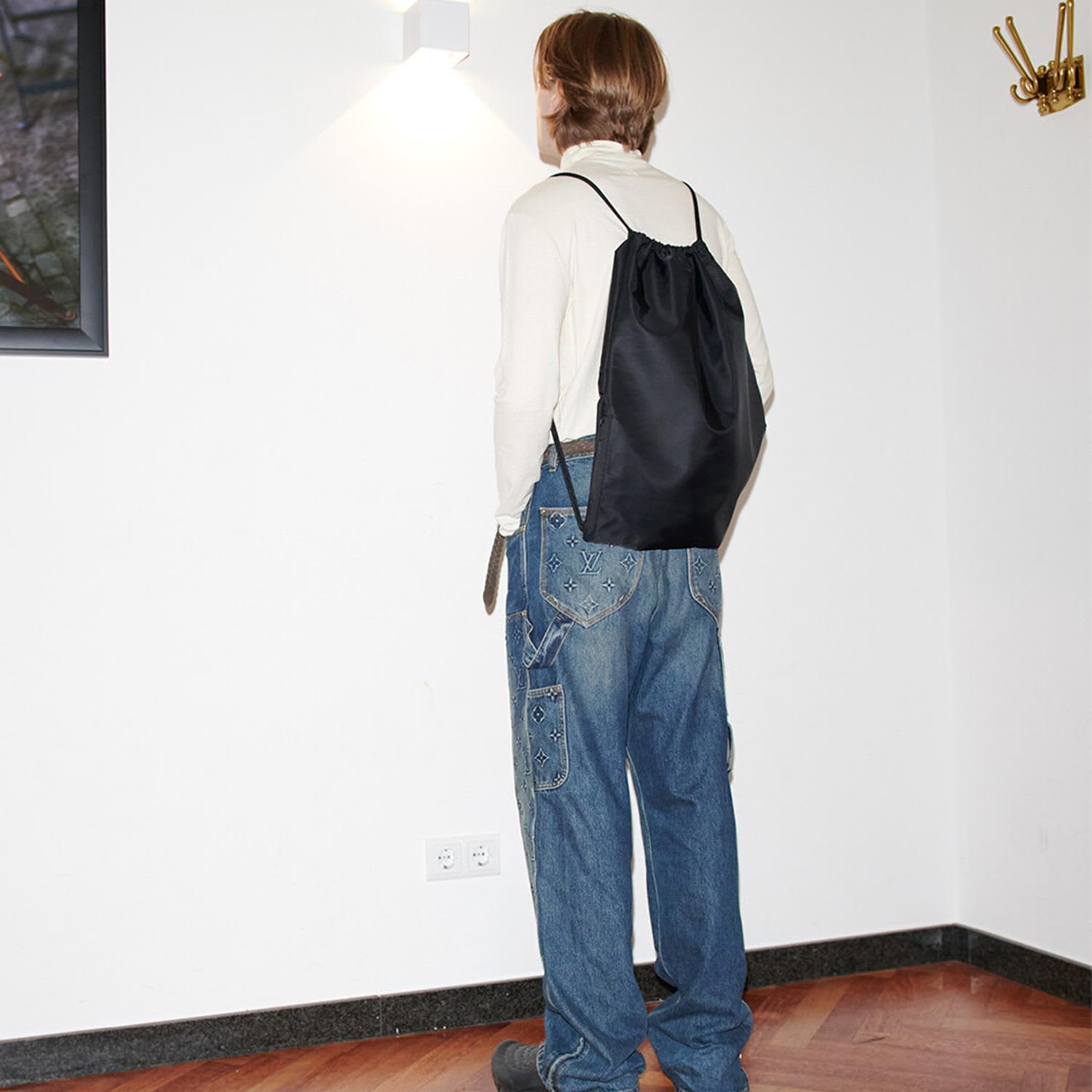 Waterloo Drawstring Bag - Black | HAH ARCHIVE | Wolf & Badger