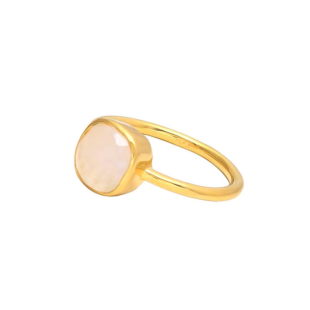 Women’s Neutrals / Gold Rea Ring Rainbow Moonstone Somya London