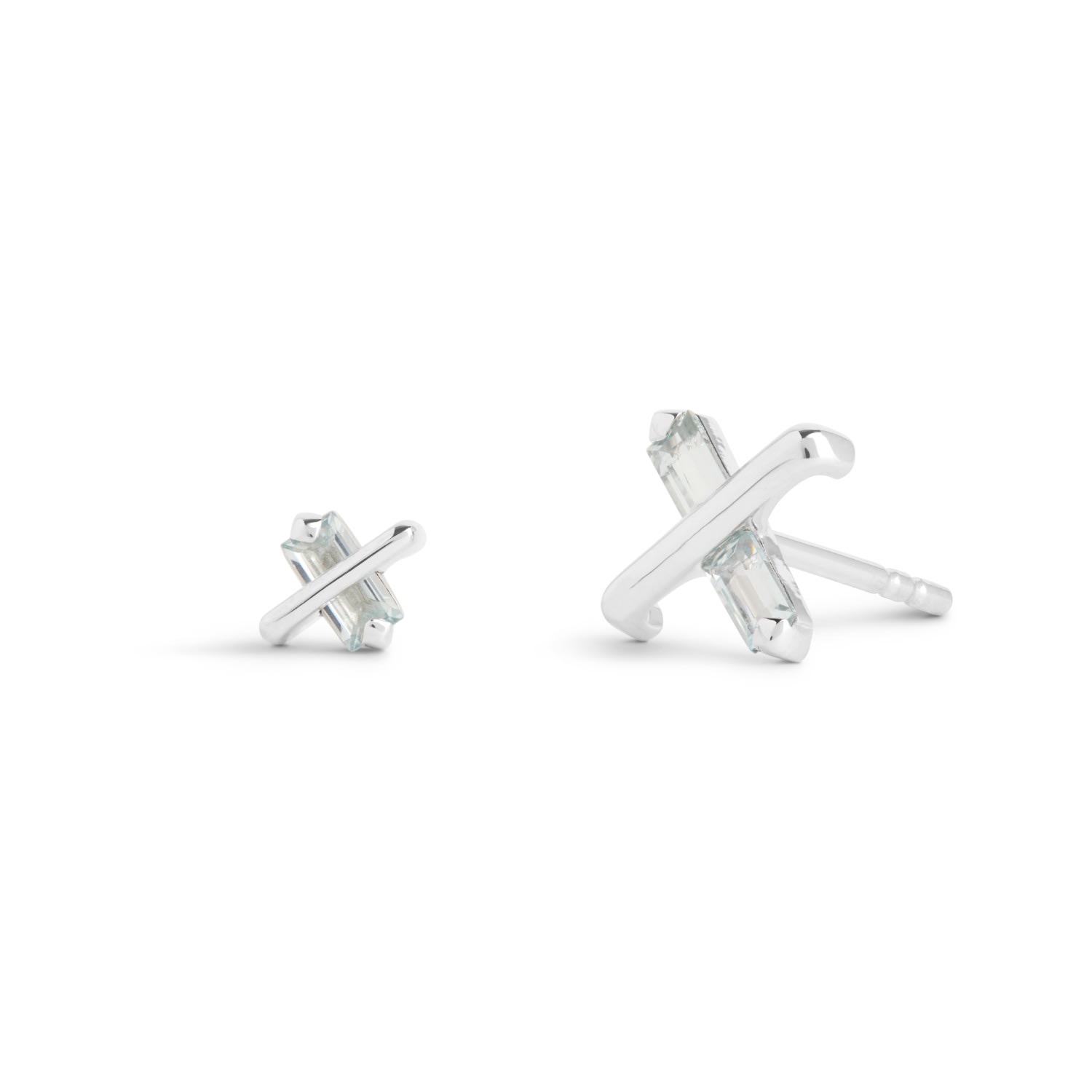 Kasun Women's Silver / Blue Butterfly Kiss Earrings - March - Aquamarine - Silver