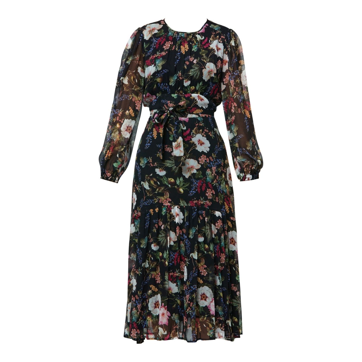 Women’s Bev Floral Noir Print Dress Extra Small Helen Mcalinden