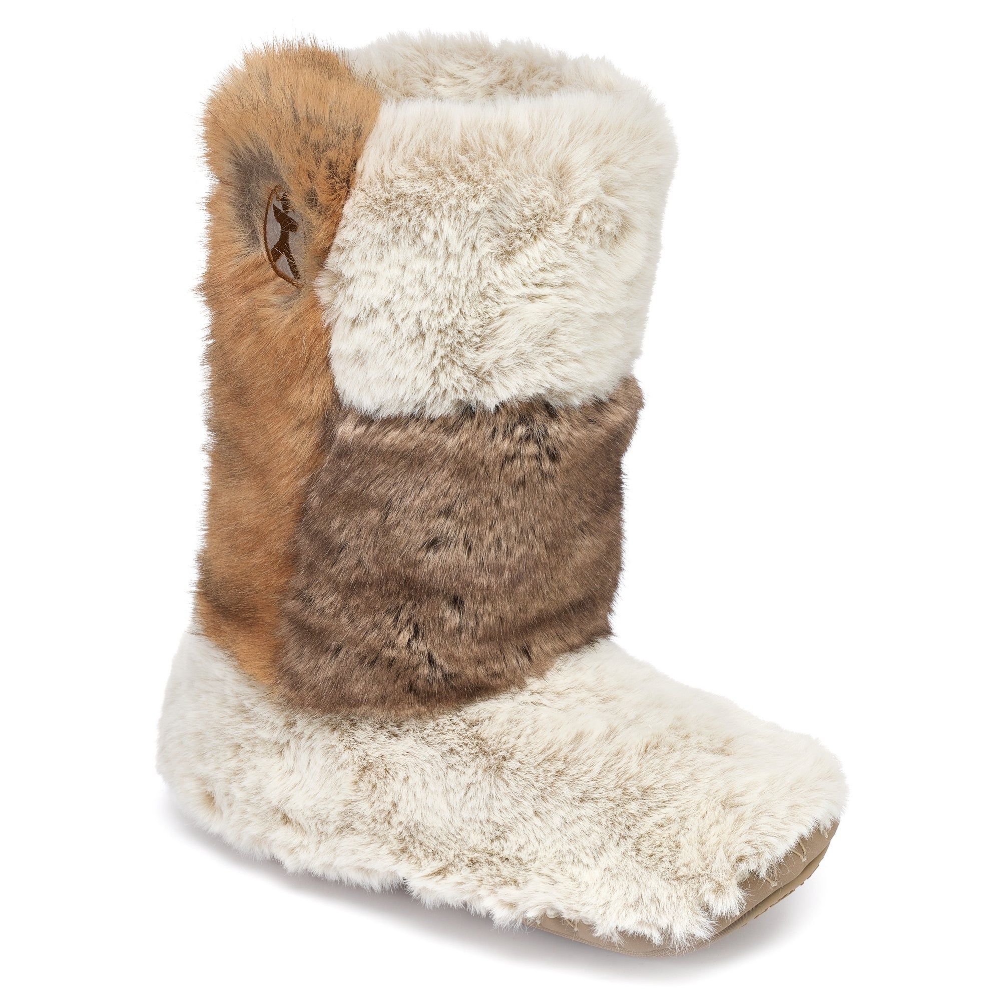 Bedroom Athletics Women's Florence - Mid Luxury Faux Fur Slipper Boot - Patchwork Ferret