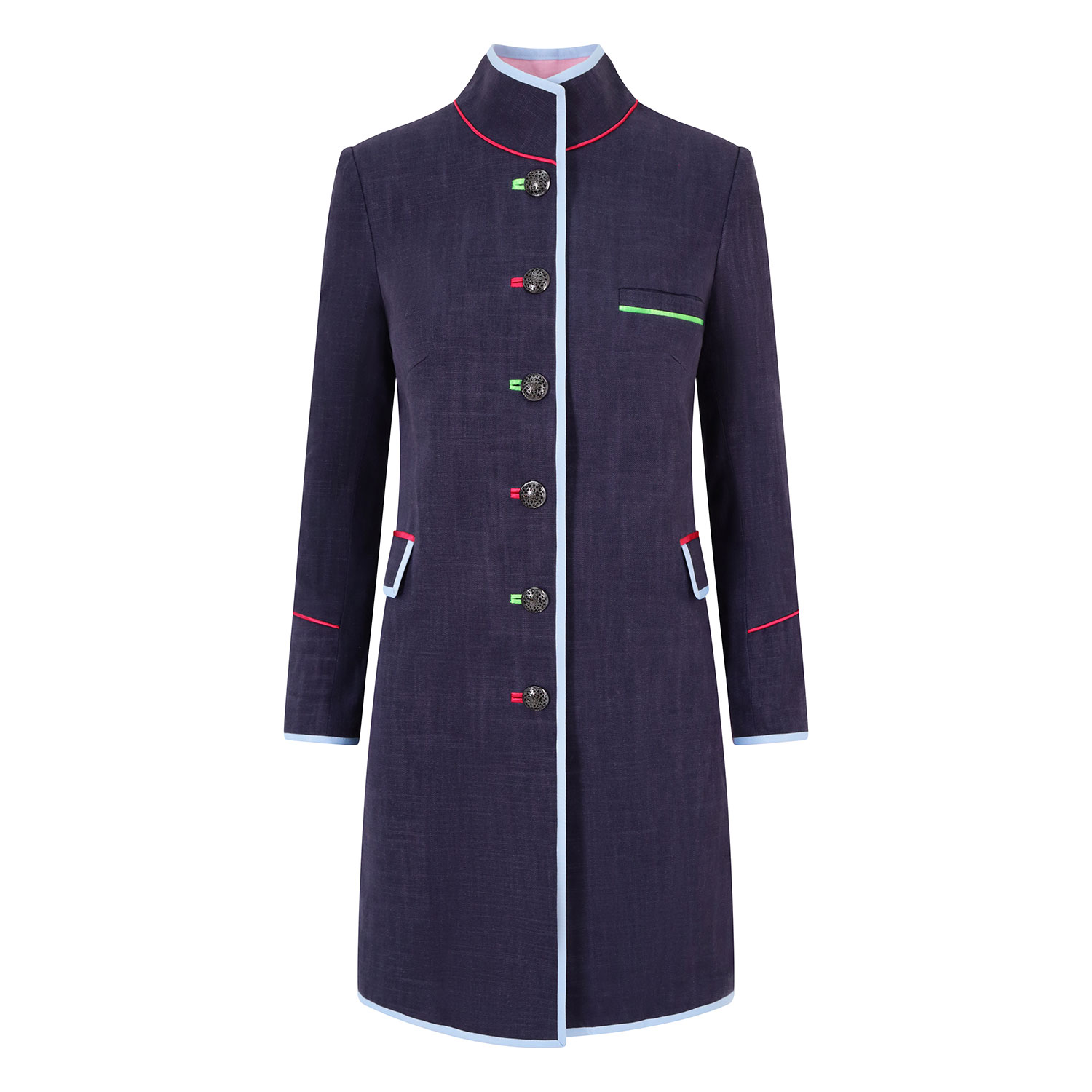 Beatrice Von Tresckow Women's Blue Navy Linen Cavalier Jacket In Blue