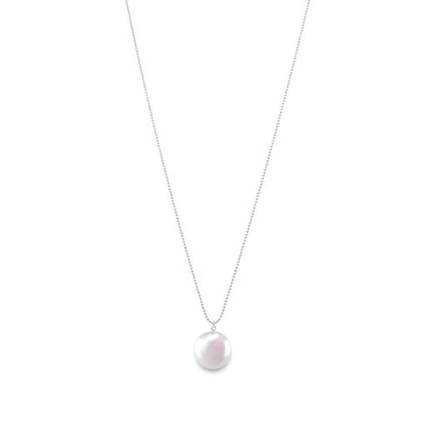 Ora Pearls Sphera Disc Pearl Pendant Silver Chain