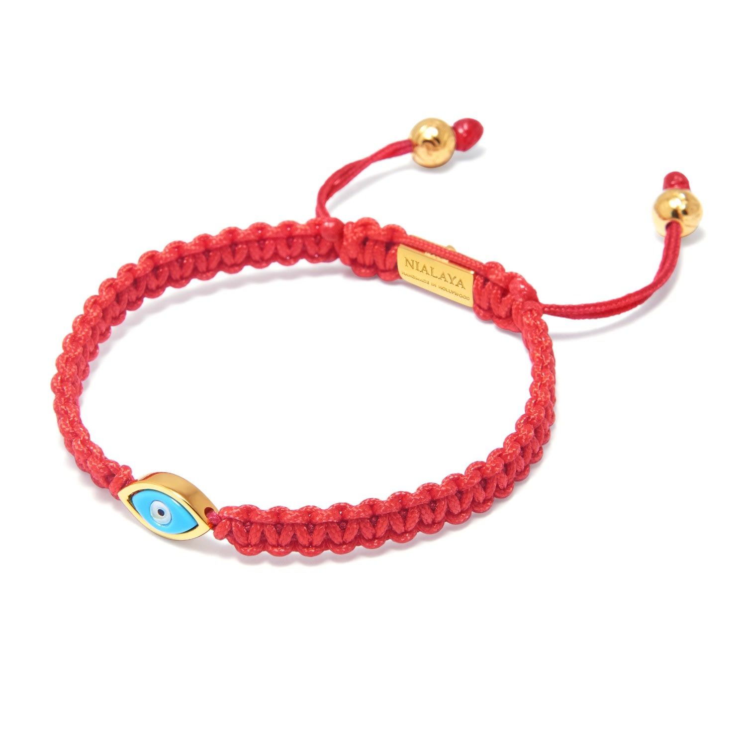 Men’s Red String Bracelet With Gold Evil Eye Nialaya