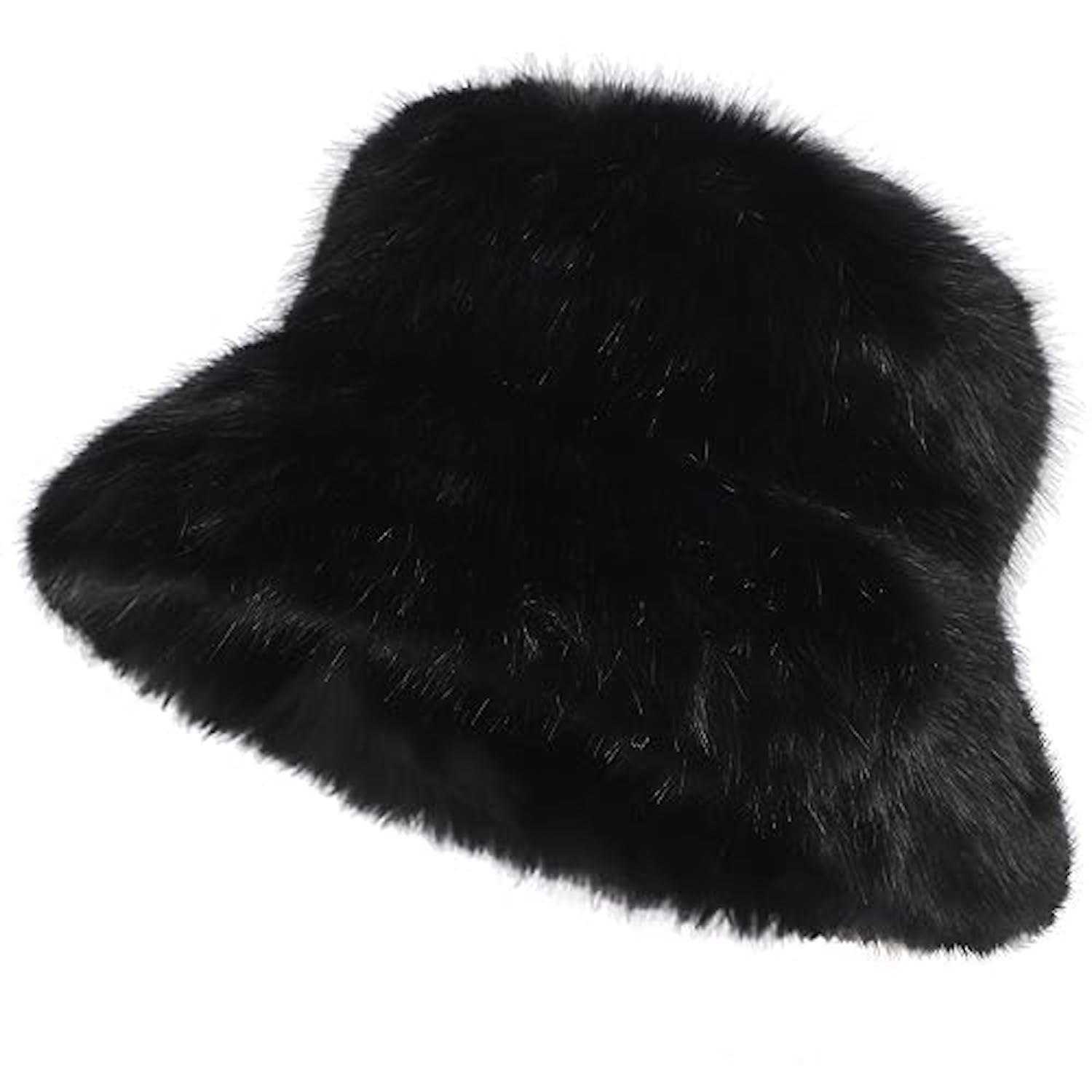 Earth Body Women's Mara  Boonie Bucket Faux Fur Hat In Black In Black