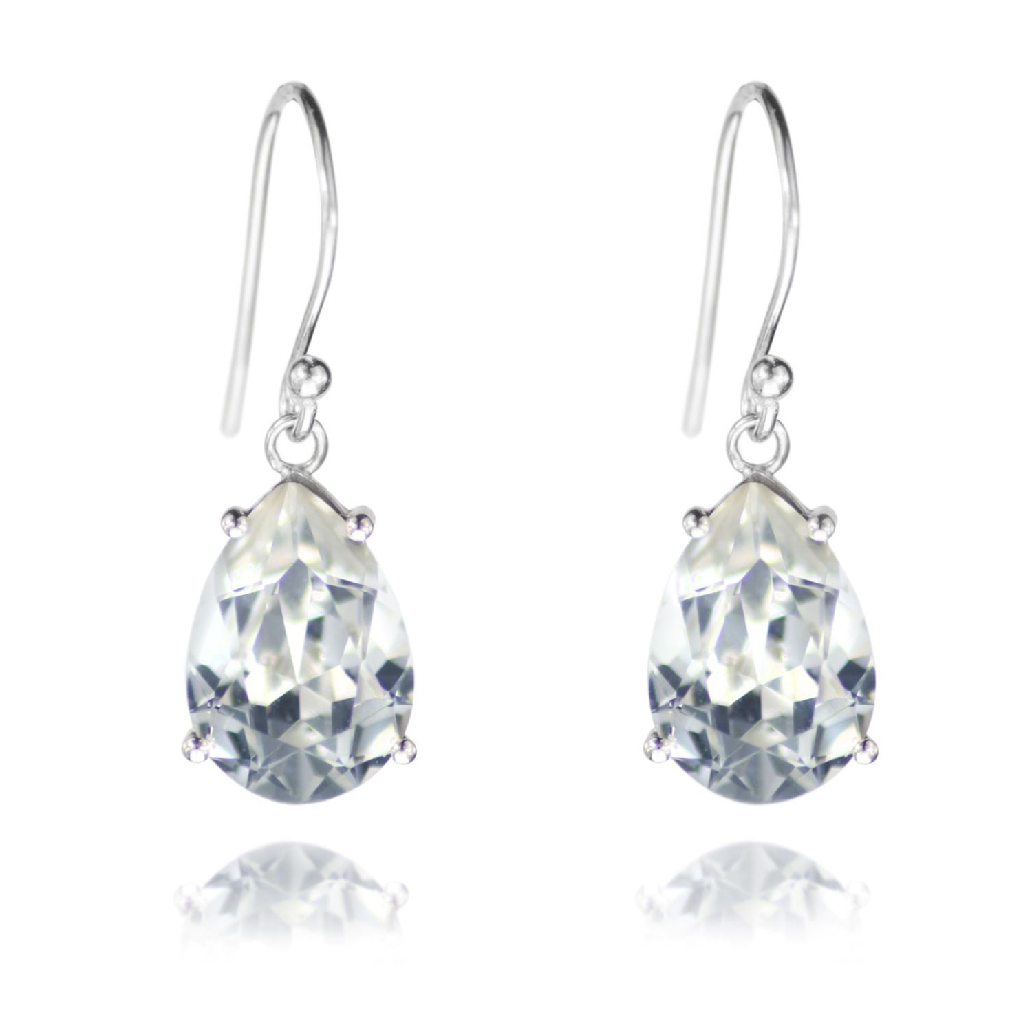 Women’s Pear Shaped Crystal Earrings In Sterling Silver The Jewellery Store London