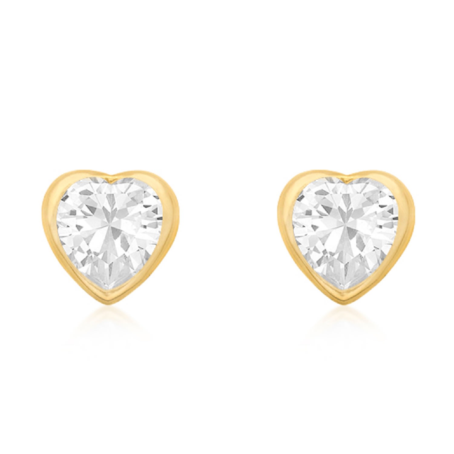 Posh Totty Designs Women's Heart Gold Stud Earrings With Cubic Zirconia