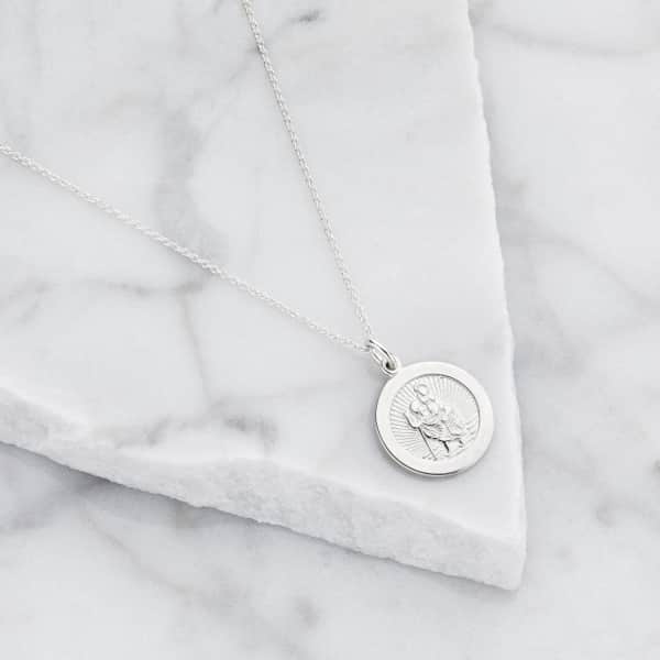 Lily & Roo Small Sterling Silver St Christopher Charm Necklace In Charm