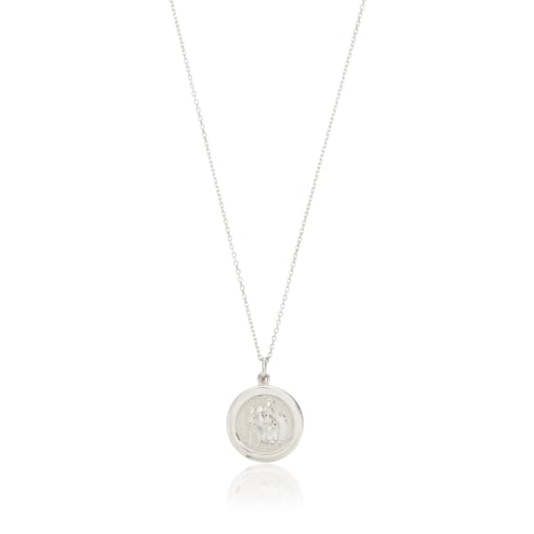 Lily & Roo Small Sterling Silver St Christopher Charm Necklace In Charm