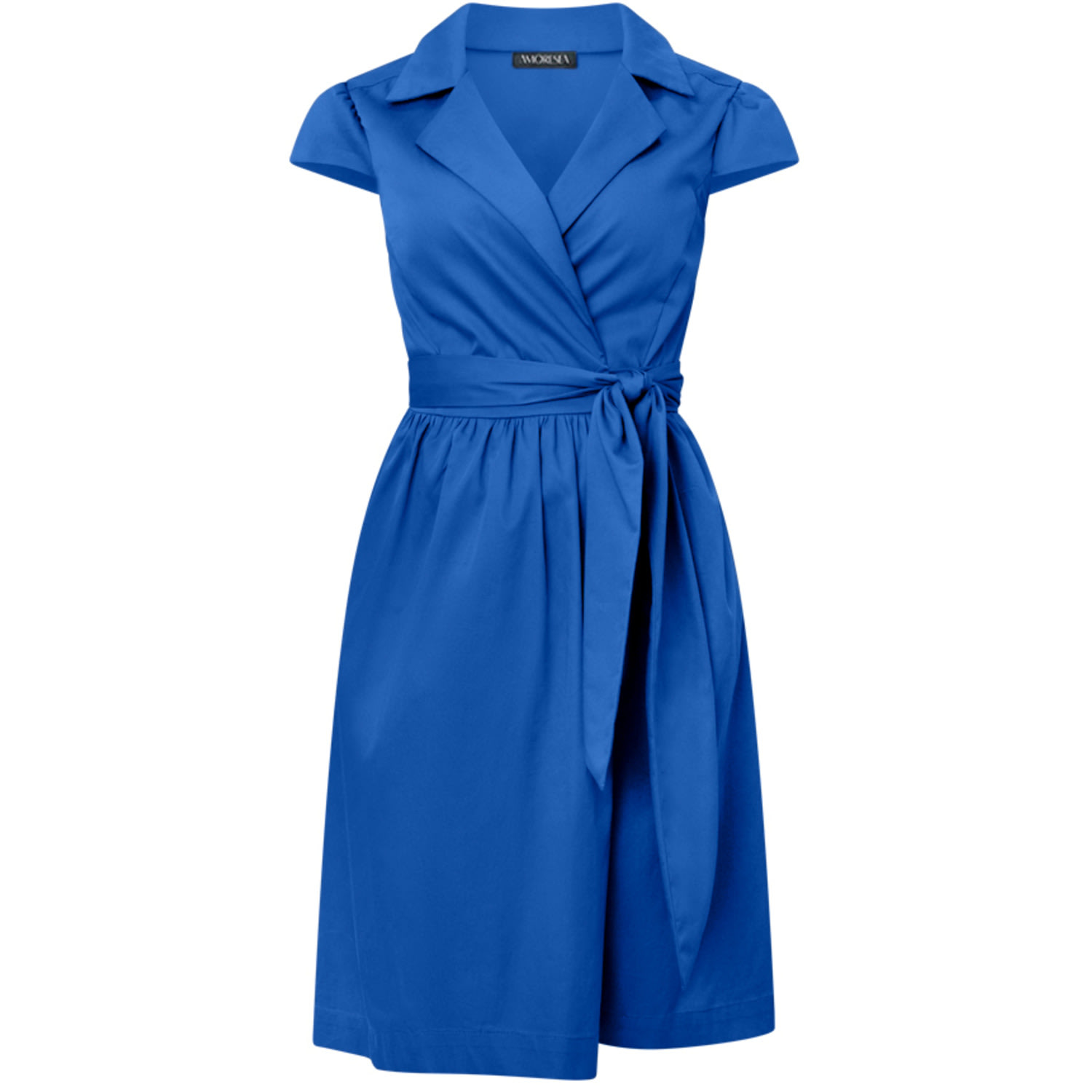 Amoresea Women's Radiant Blue Cotton Wrap Dress With Pockets In Blue