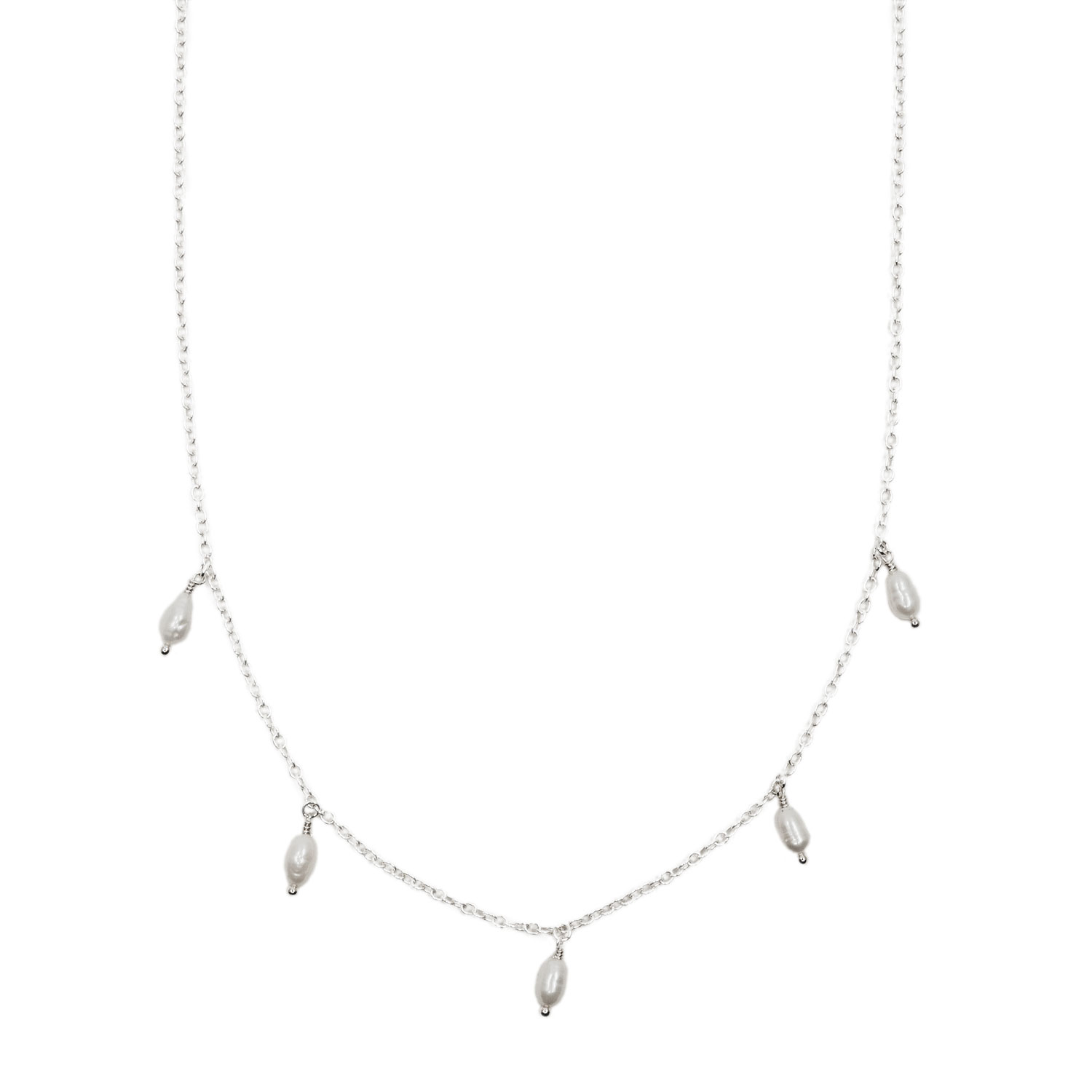 Nakiit Women's White / Silver Droplet Necklace – Sterling Silver In Multi