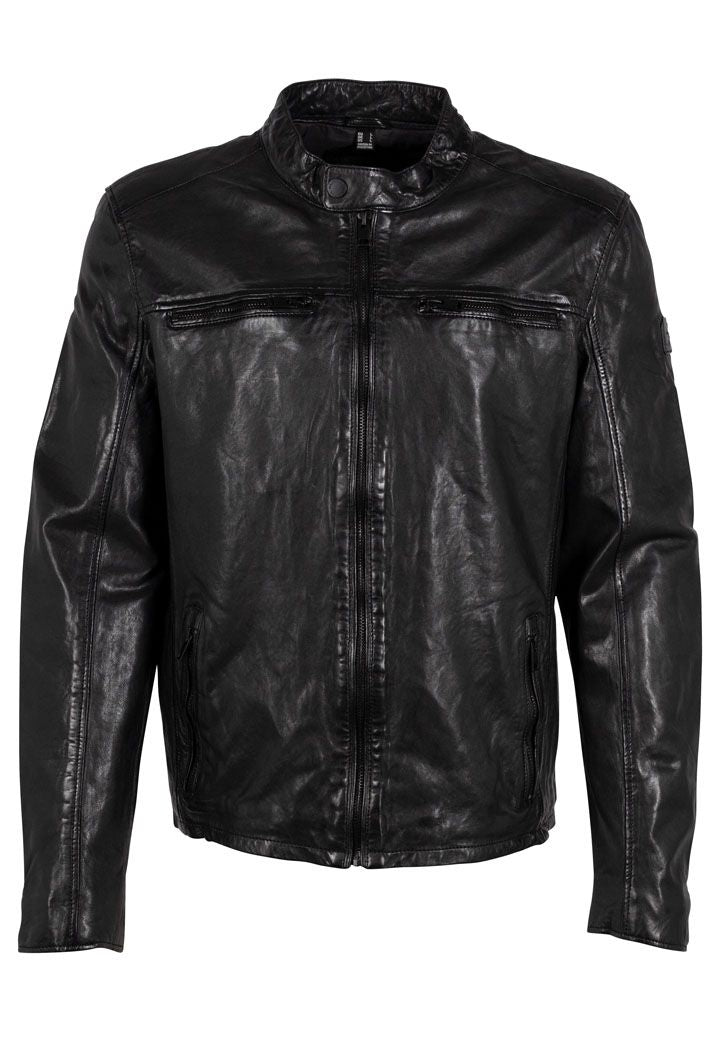 Mauritius Men's Jon Rf Leather Jacket, Black In Black