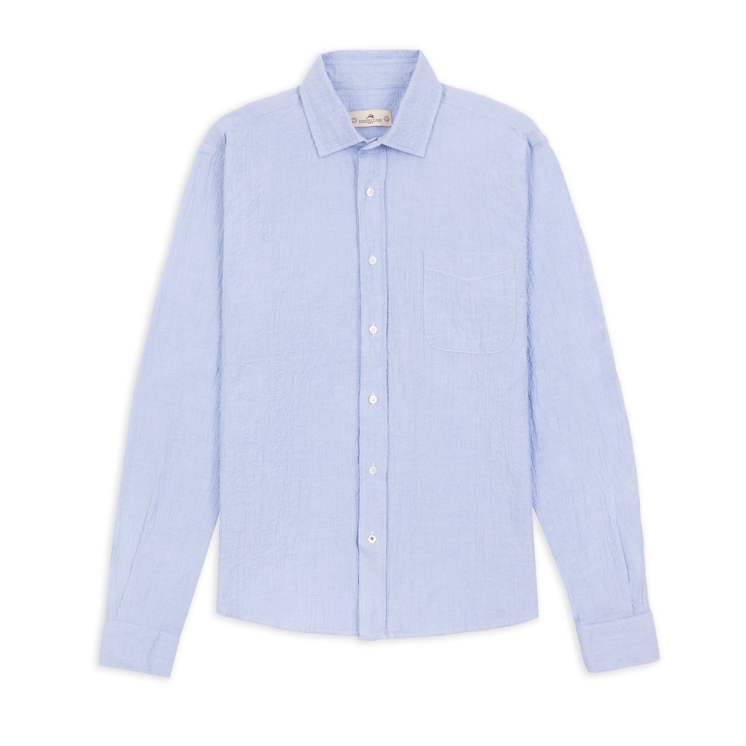 Men’s Seersucker Shirt - Blue Small Burrows & Hare