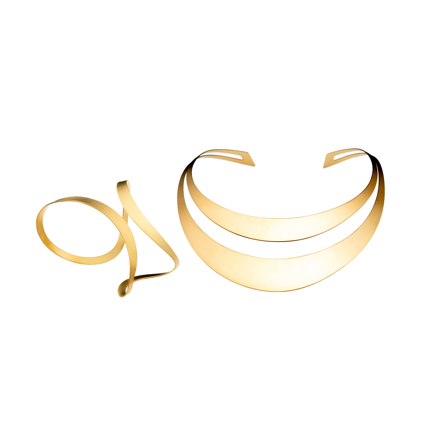Hota Hota Jewellery Women's Inception - Matte - Necklace & Palm Cuff Set - Gold Plated In Gold