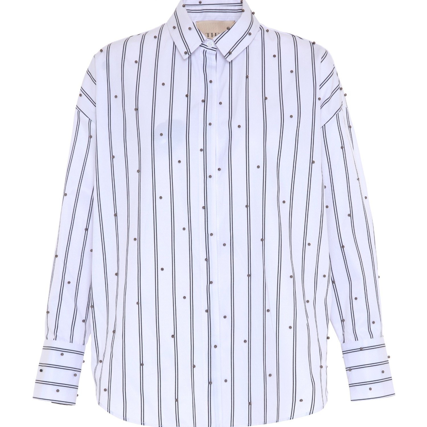 Theo The Label Women's Echo Pearly Shirt - White/ Gunmetal In White