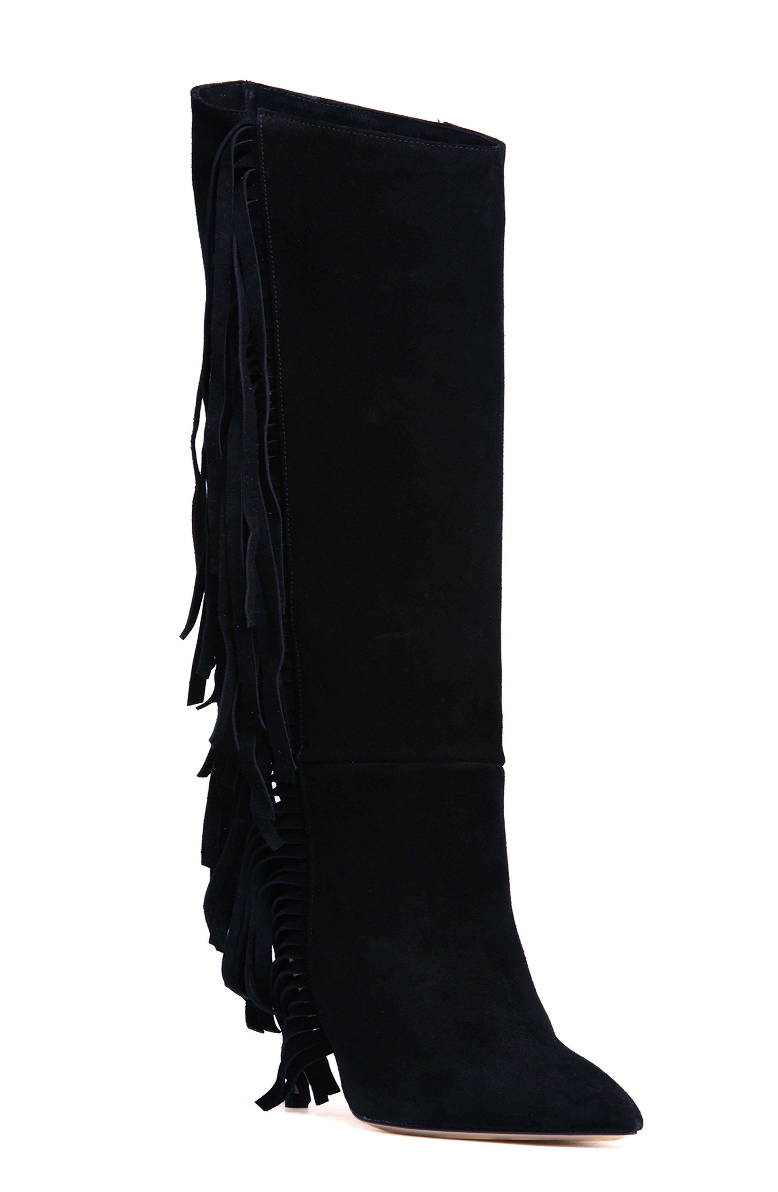 Women’s Tania Black Suede Comfortable High Heel Evening Work Fringe Boot 3 Uk Beautiisoles by Robyn Shreiber Made in Italy