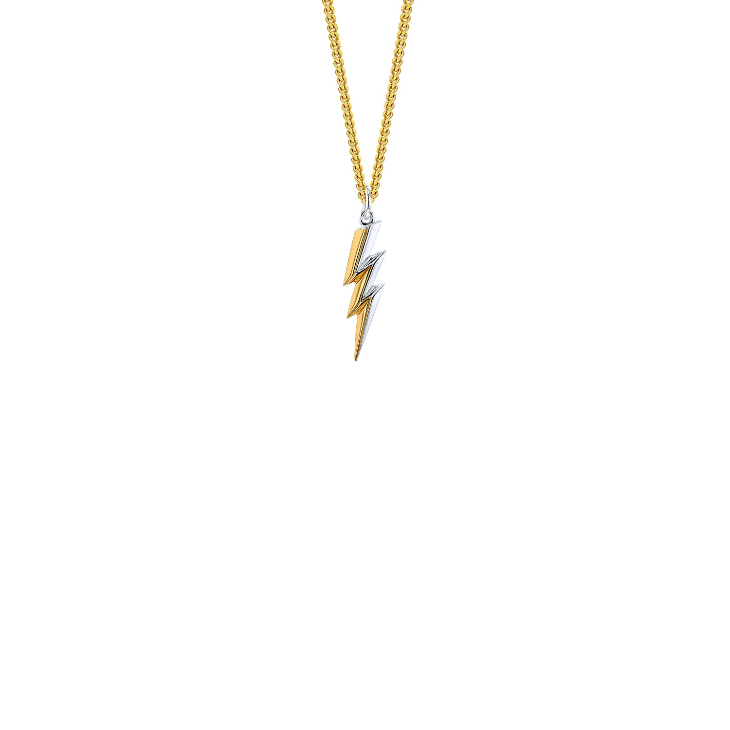 Men’s 2 Tone 18Kt Gold Plated & Sterling Silver Mini Bolt Pendant True Rocks