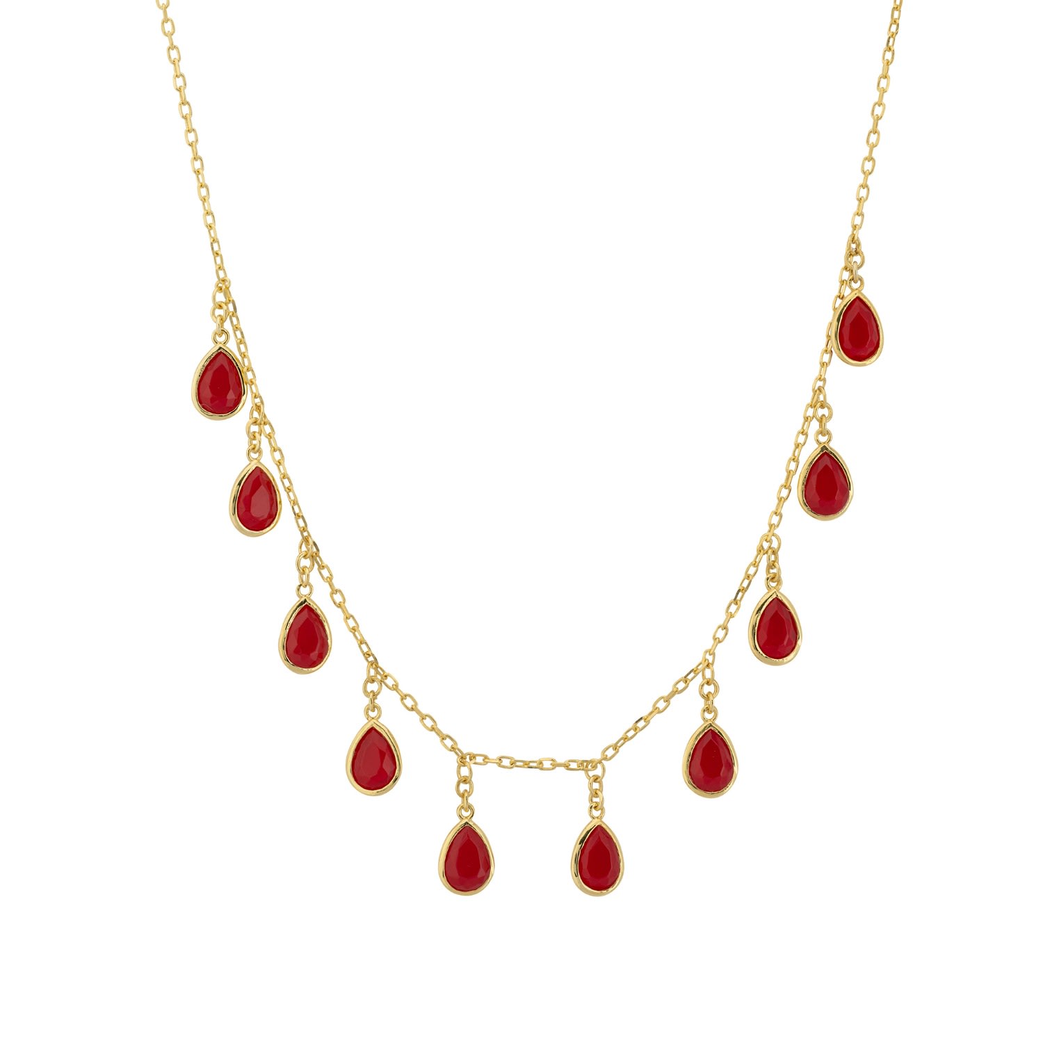 Women’s Gold / Red Florence Teardrop Gemstone Necklace Gold Garnet Latelita