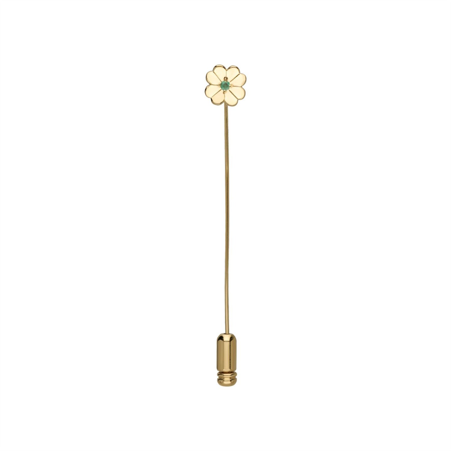 Women’s Gold / Green Gardenia Emerald Clover Lapel Pin Gemondo