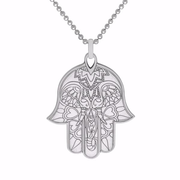 Cartergore Medium Hamsa Hand Silver Pendant Necklace In Pendant