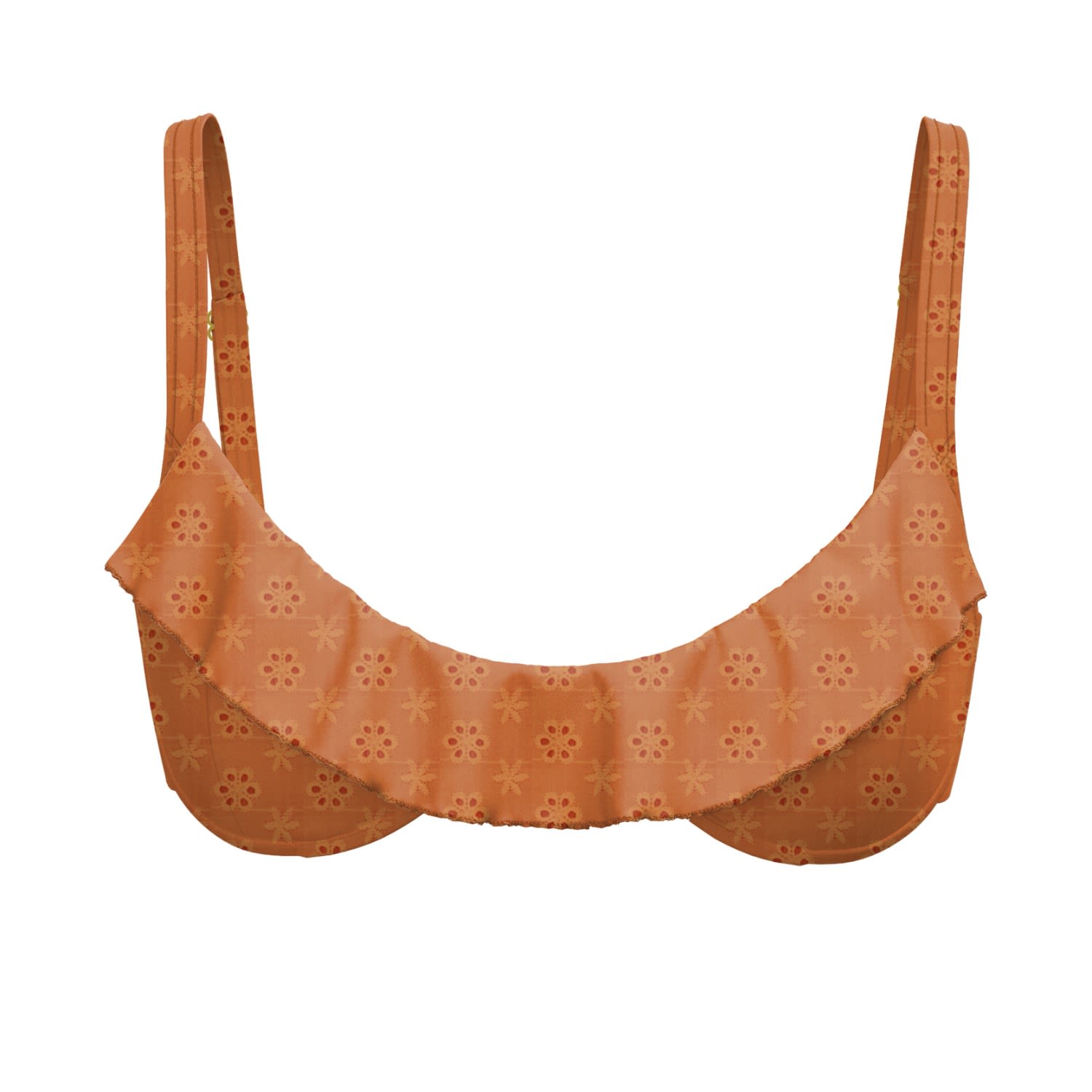 Blackbough Swim Women's Orange Makayla Frilled Underwire Top / Caramel Eyelet In Orange