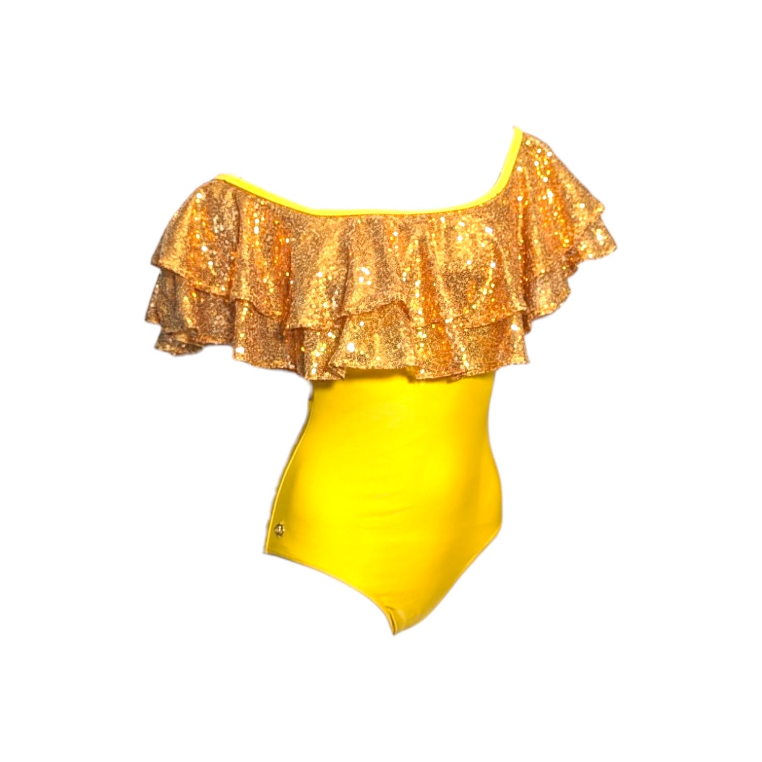 Women’s Yellow / Orange Sunshine Rara Sequin Swim Suit Small Julia Clancey