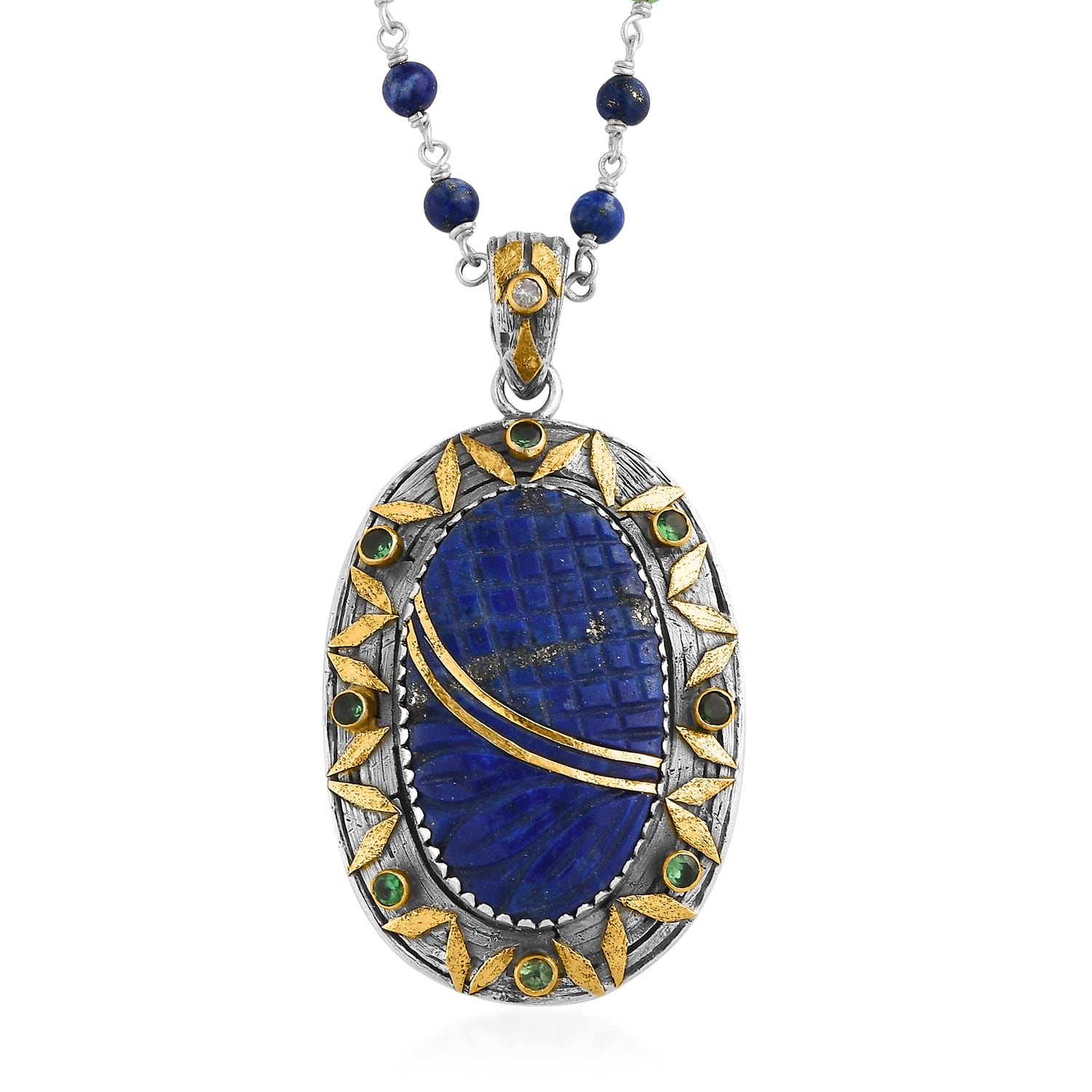 Emma Chapman Jewels Women's Green / Blue Lapis Tsavorite Diamond  Pendant