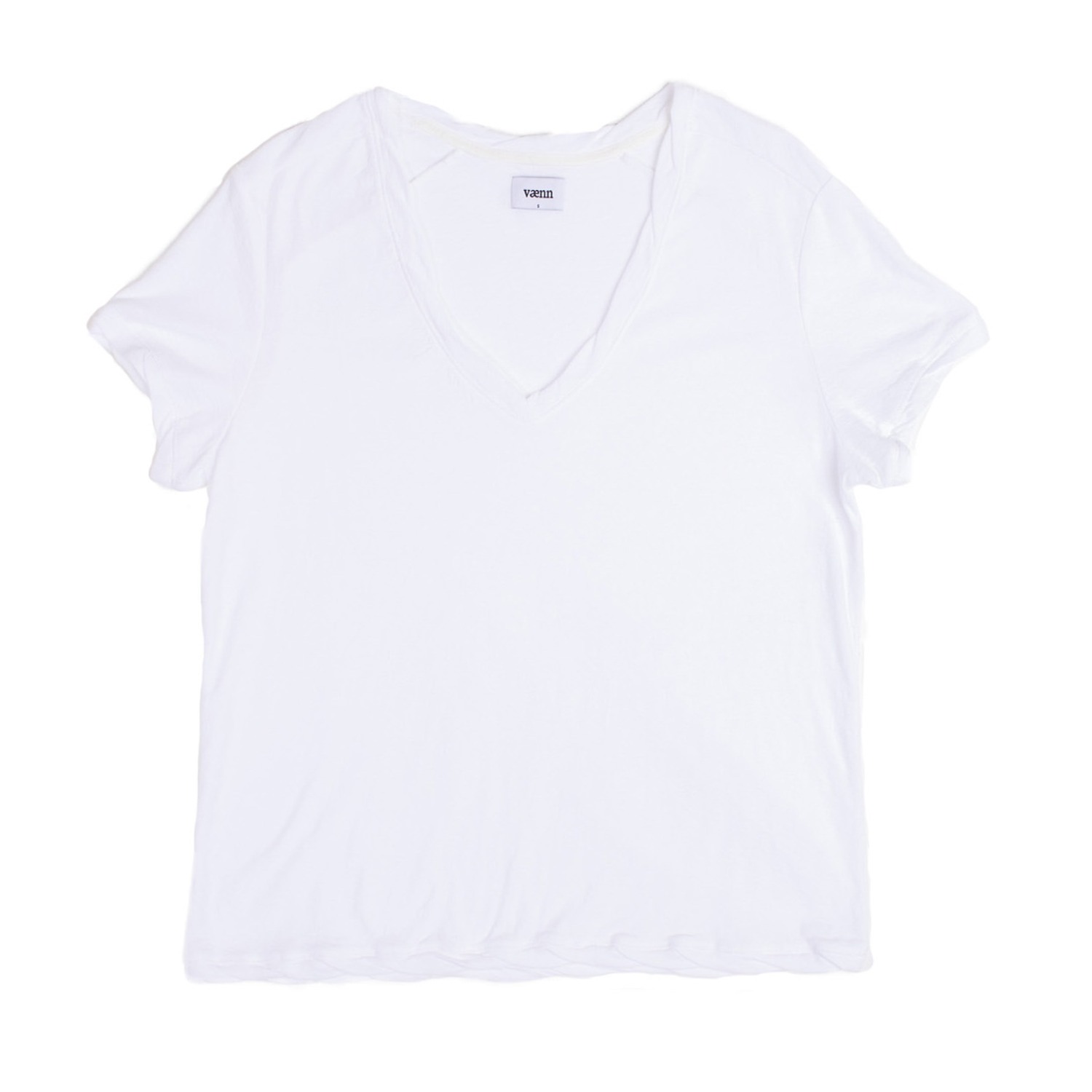 Vænn Women's Slub Deep V Tee White In White