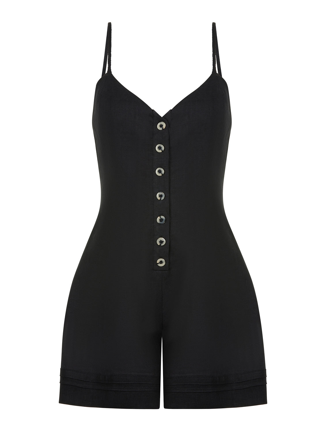 Shop Nocturne Women's Black Mini Linen Jumpsuit