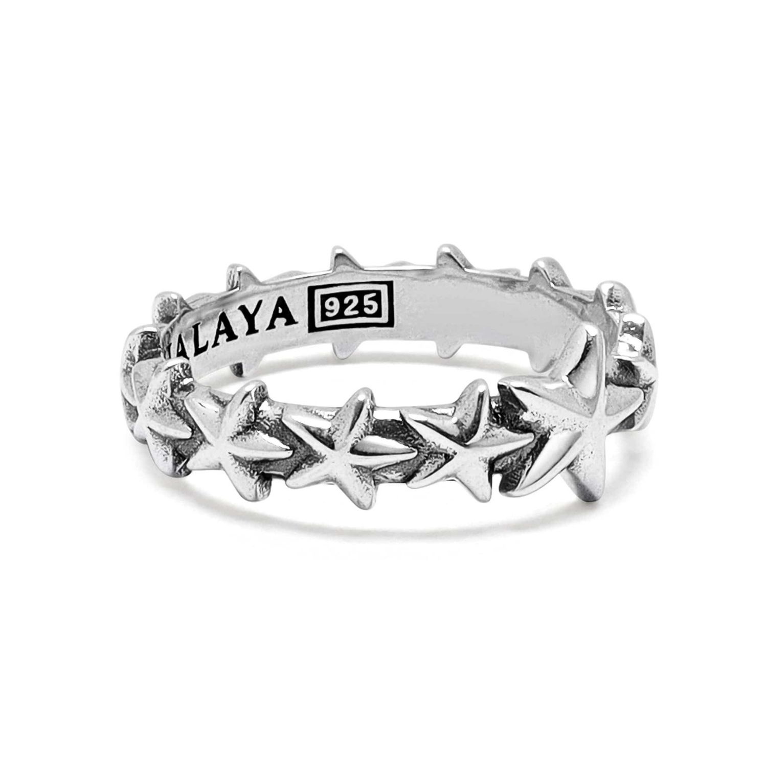 Nialaya Men's Sterling Silver Star Band Ring