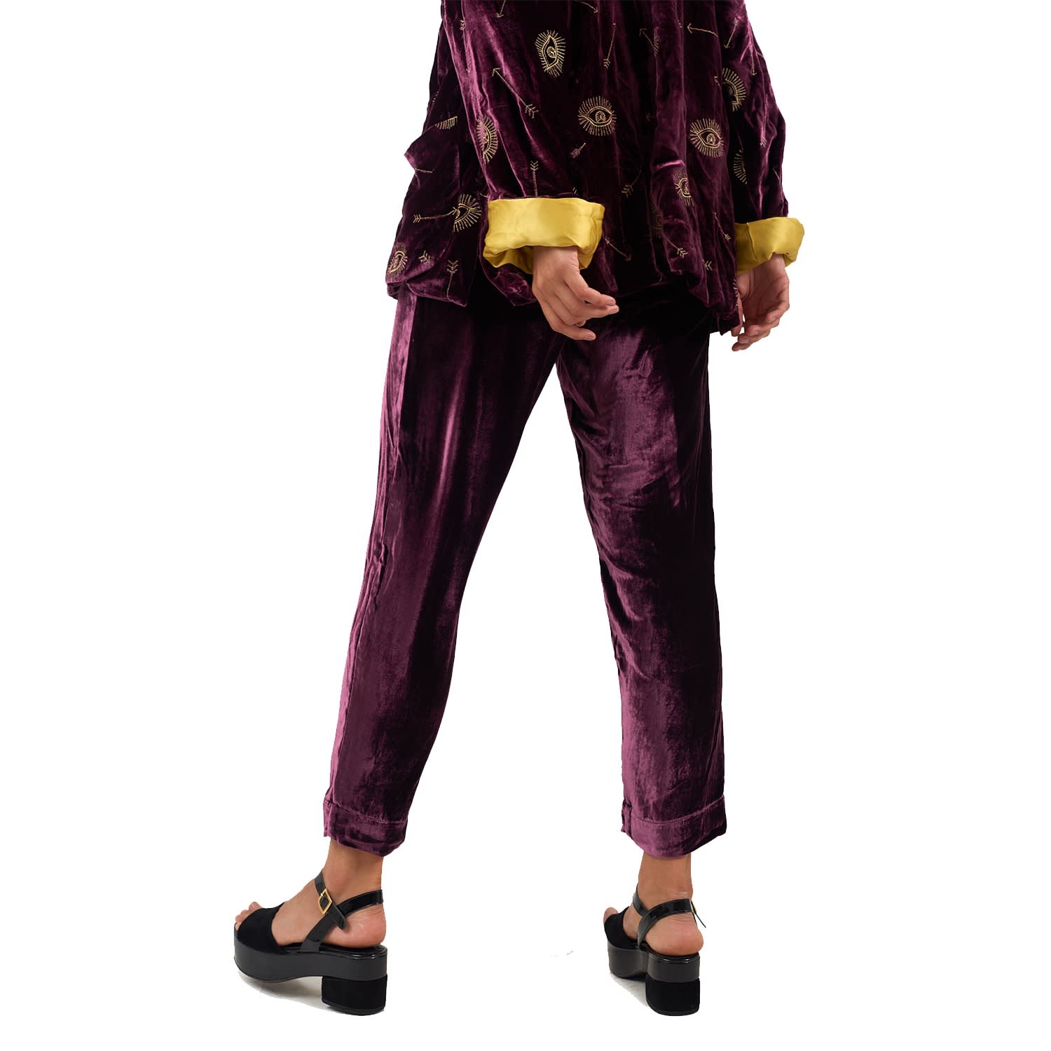 purple velvet pants womens