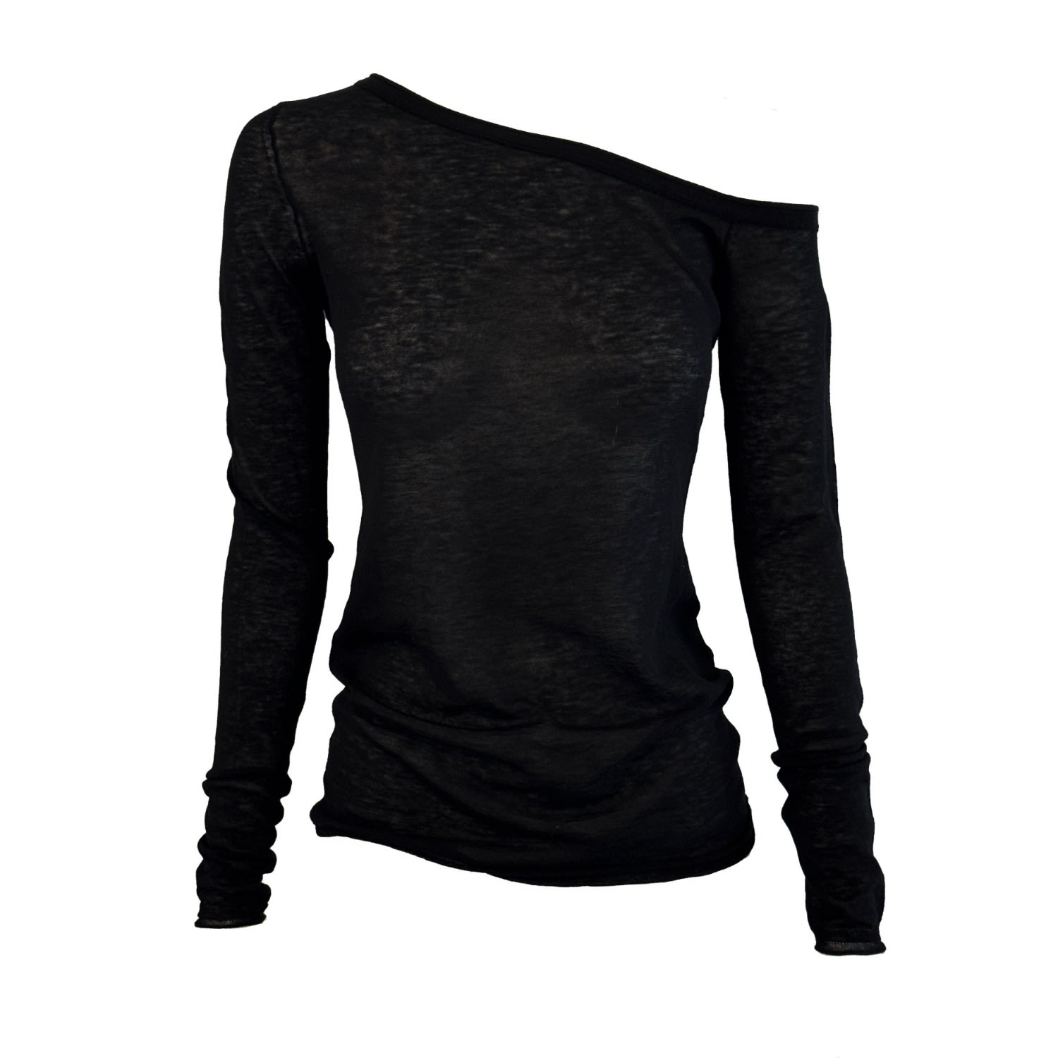 Vænn Women's Remsen One Shoulder Sheer Knit Black In Black