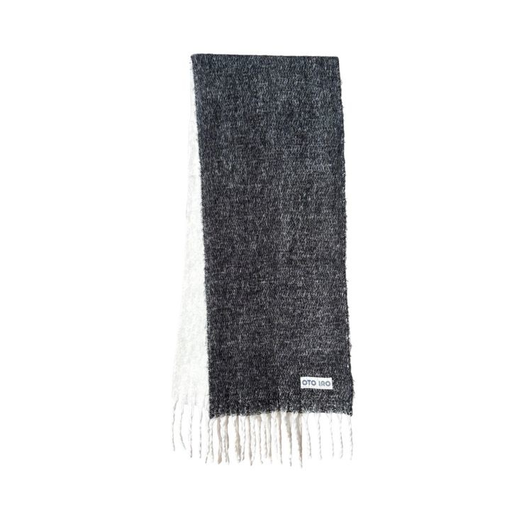 London Atelier Byproduct Women's Black / Grey Wool Blend Grey Beige Two Tone Large Shawl In Multi