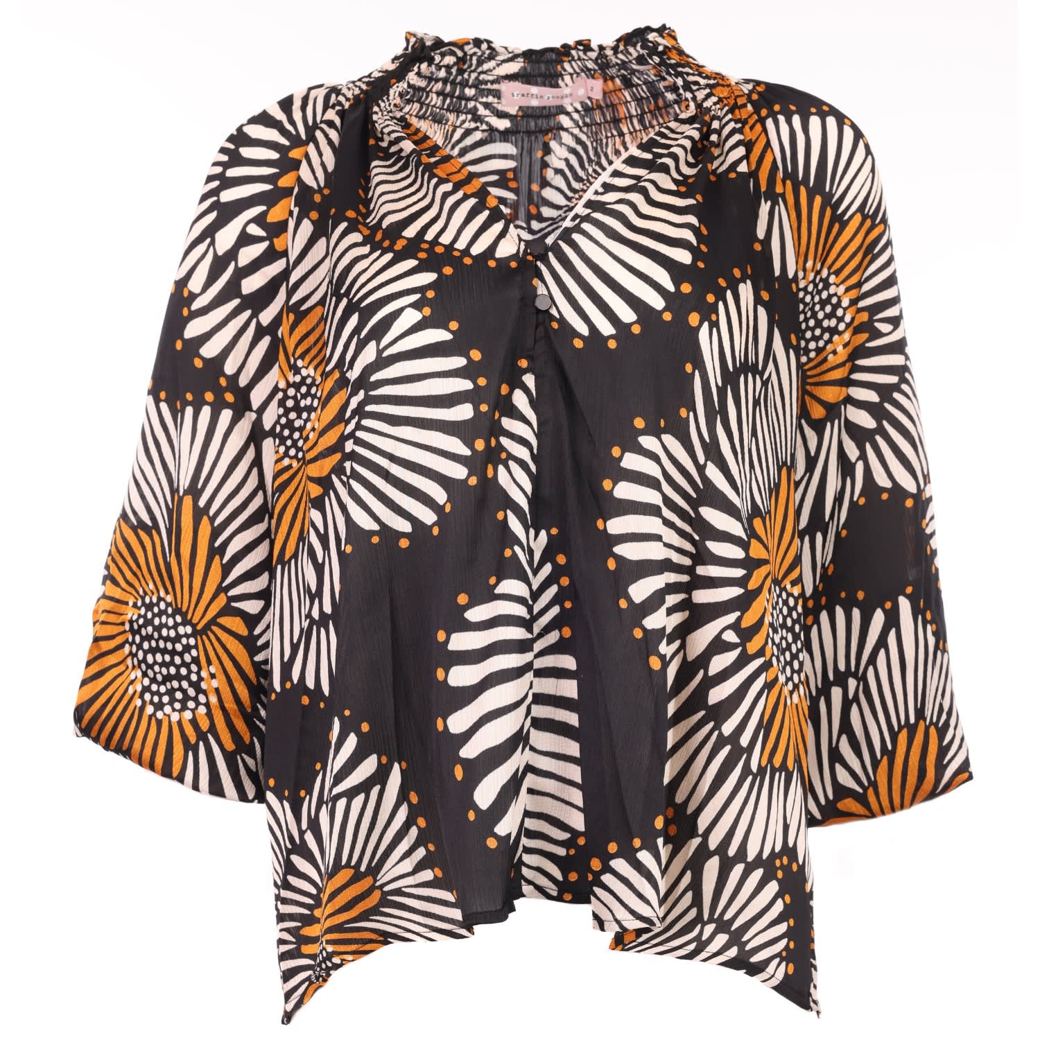 Traffic People Women's Orange / Black / White Holding On Madding Blouse In Gray