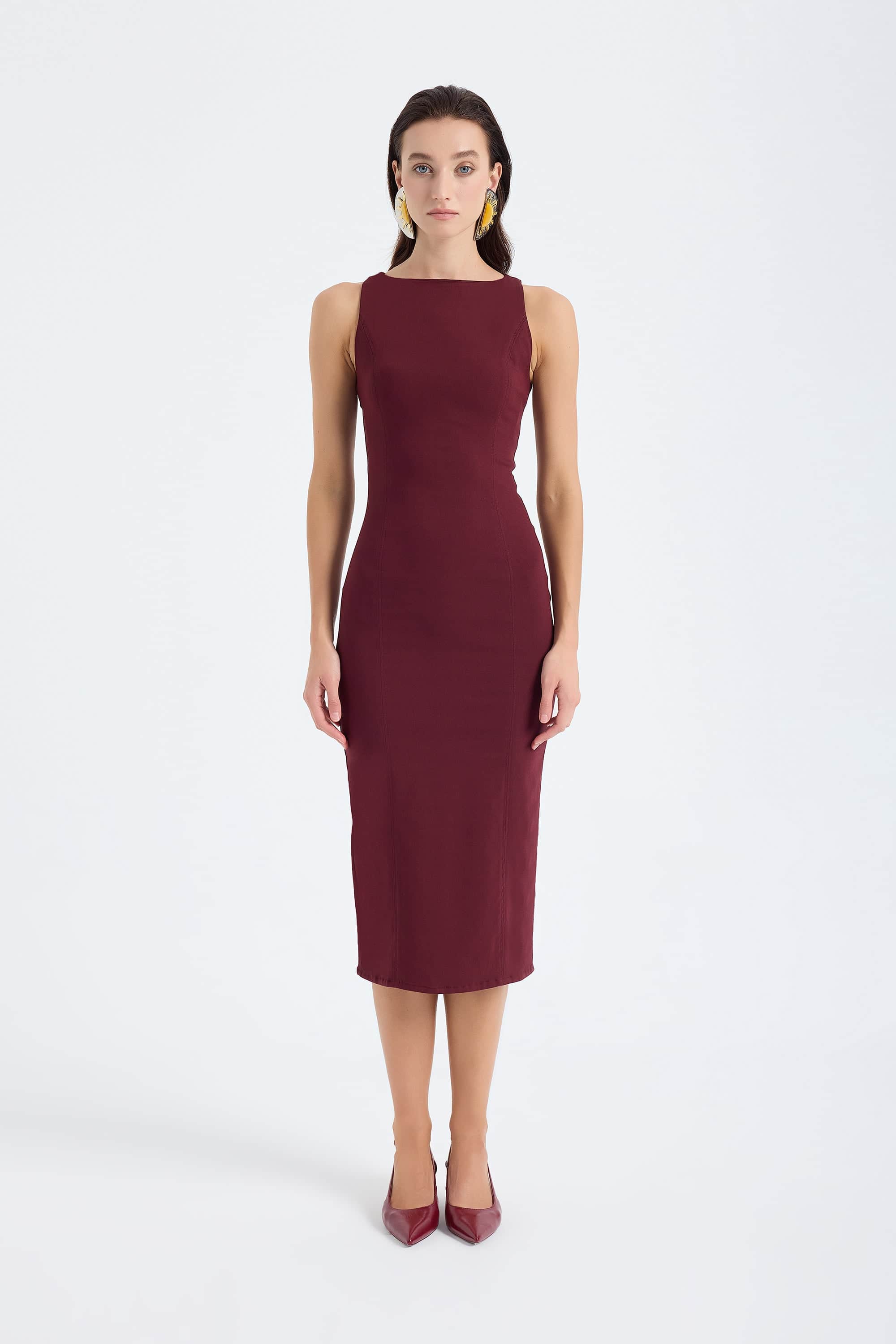 mandarin collar midi dress Black Mandarin Collar Polka Dot Midi Dress & Reviews - Black - Dresses
