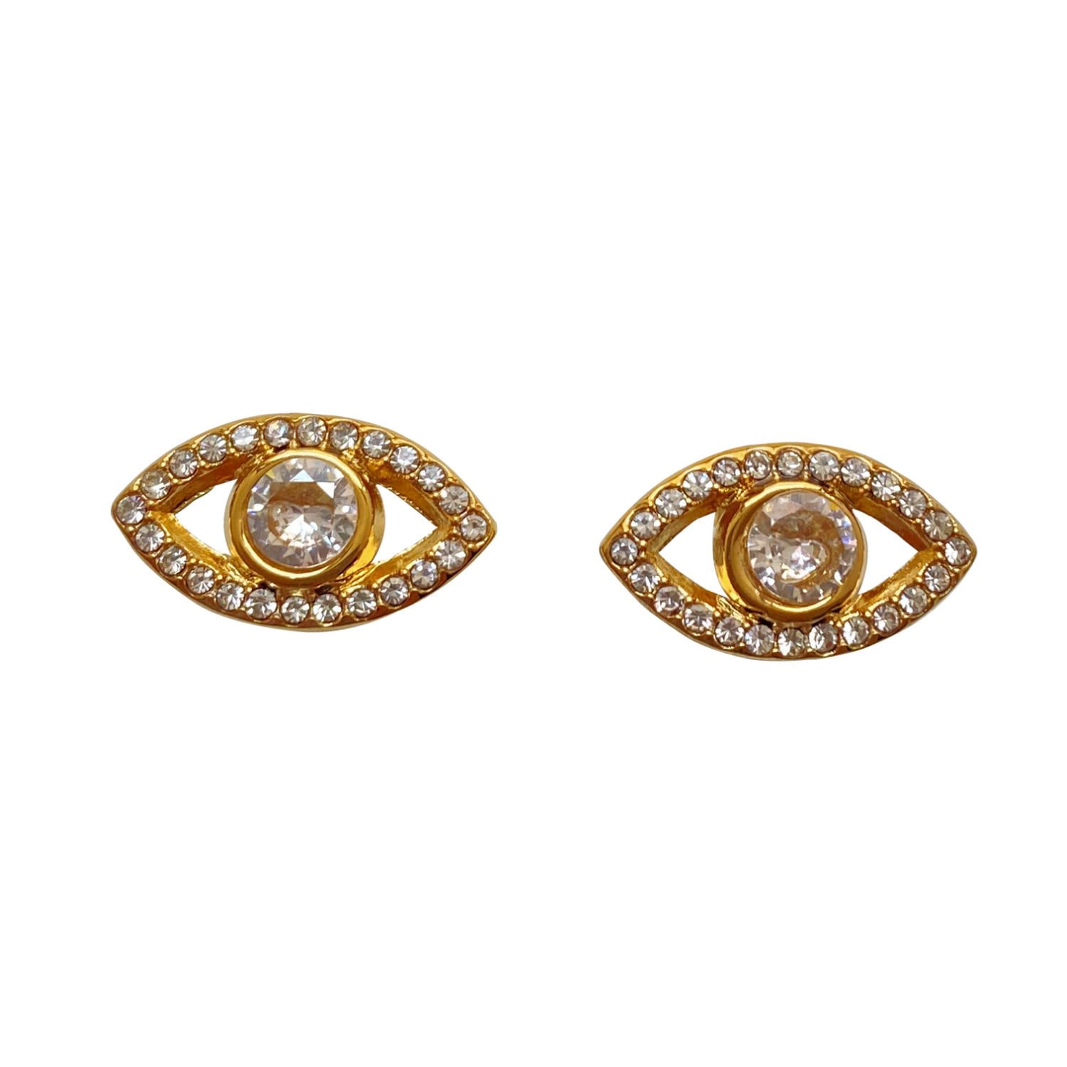 Women’s Gold / White Evil Eye Earrings Misha Smilla Brav