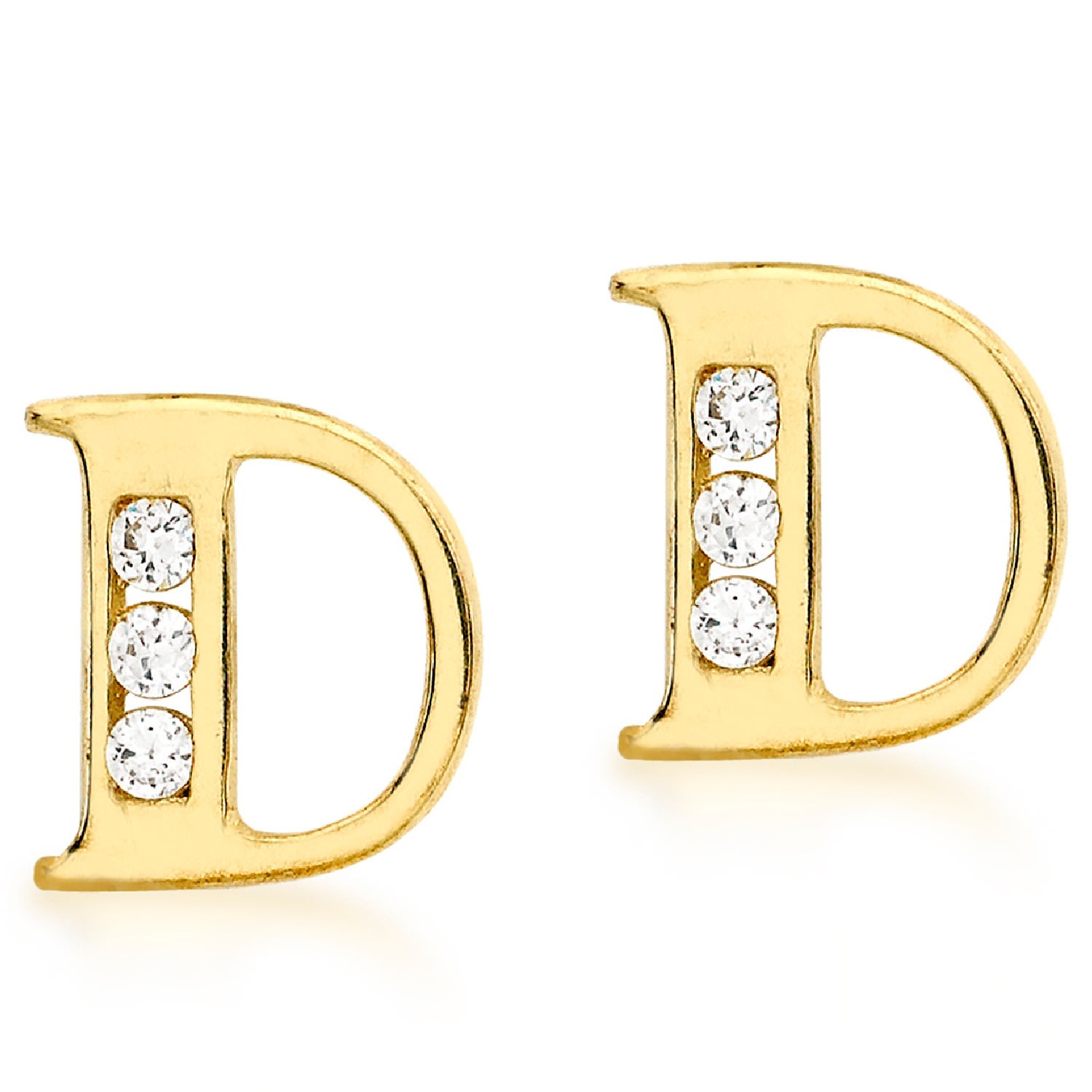 Women’s Gold Initial Earrings With Cubic Zirconia Posh Totty Designs