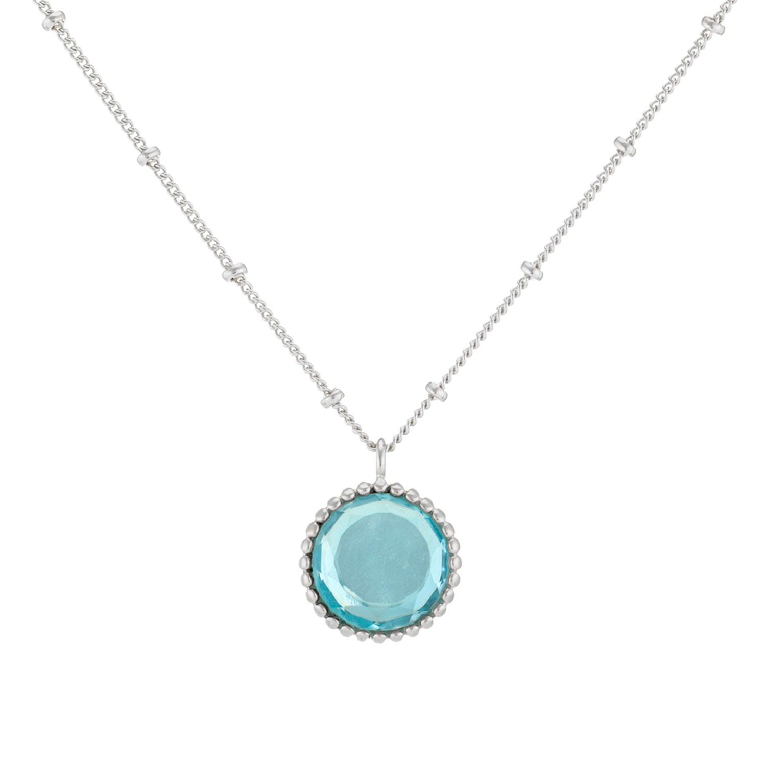 Auree Jewellery Women's Barcelona Silver March Birthstone Necklace Blue Topaz