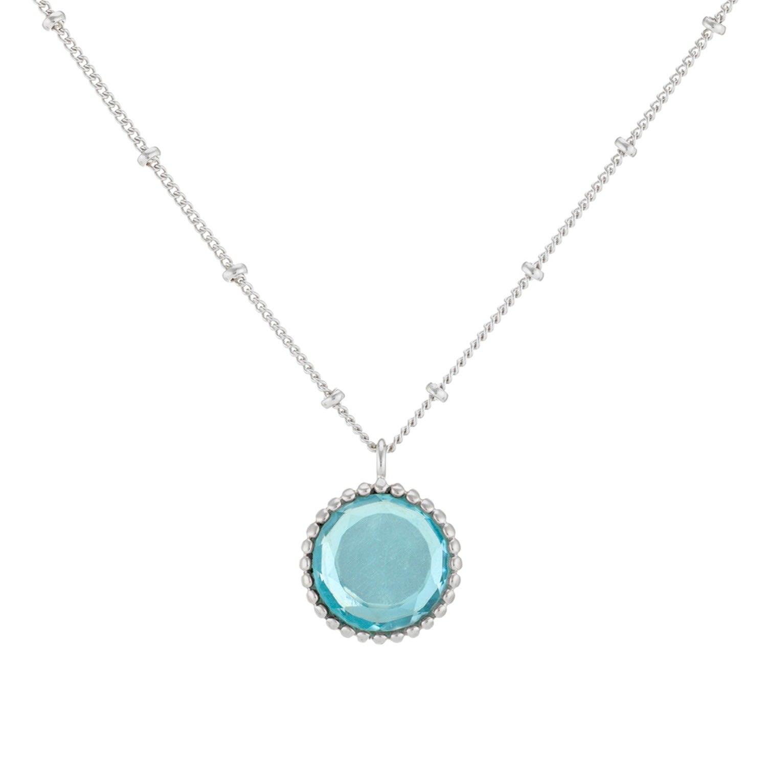 Women’s Barcelona Silver March Birthstone Necklace Blue Topaz | Auree Jewellery