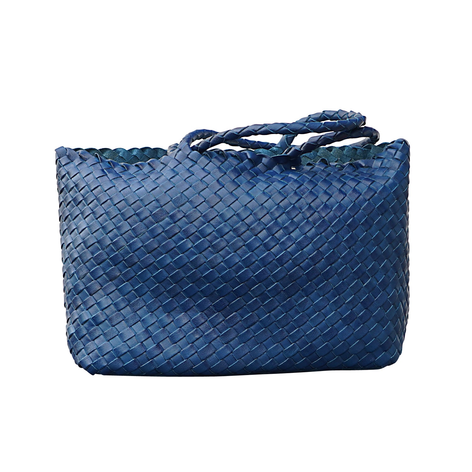 Rimini Women's Woven Leather Handbag 'maura' - Blue