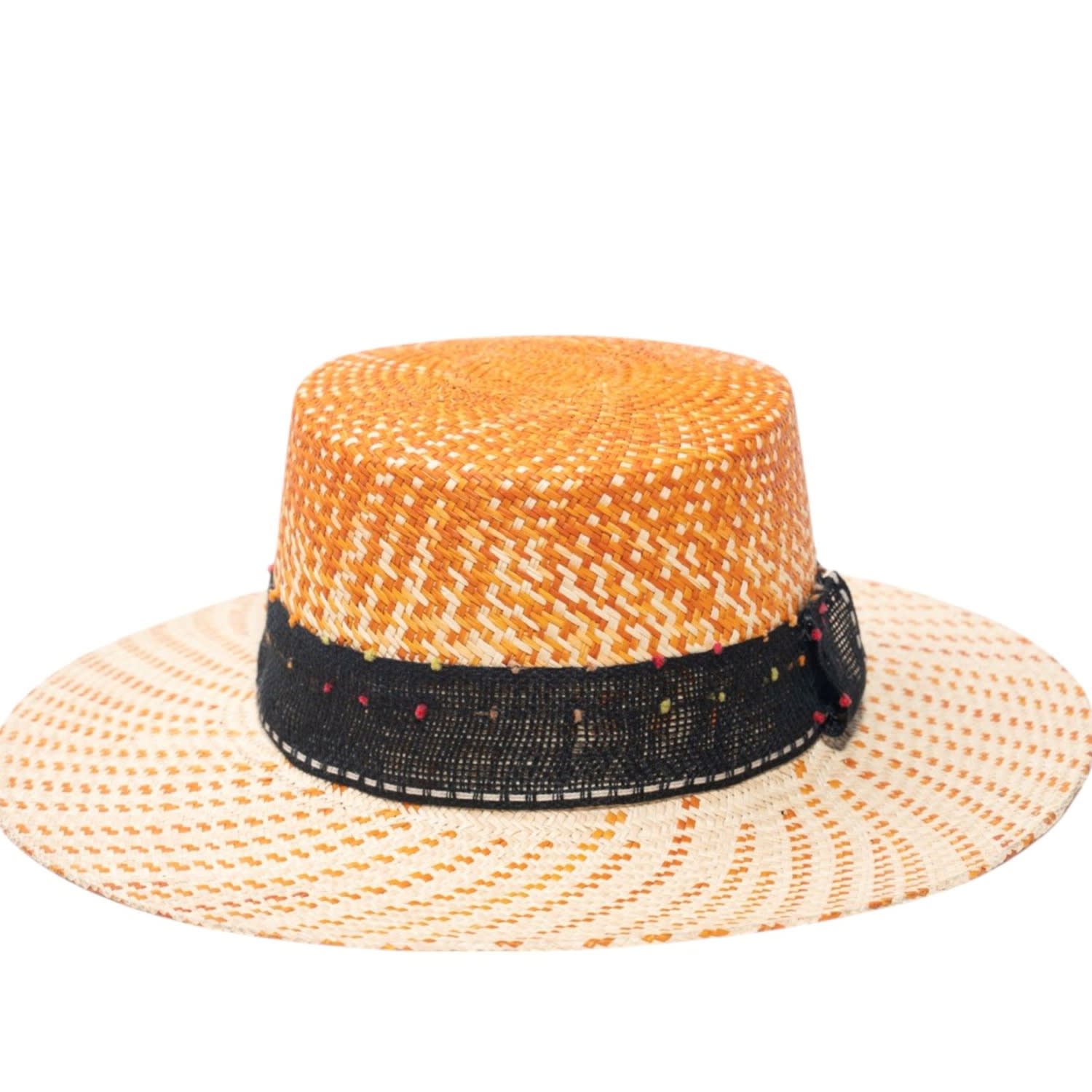 Ortus Women's Neutrals / Orange Lulo Straw Boater Hat - Orange And Neutral In Brown